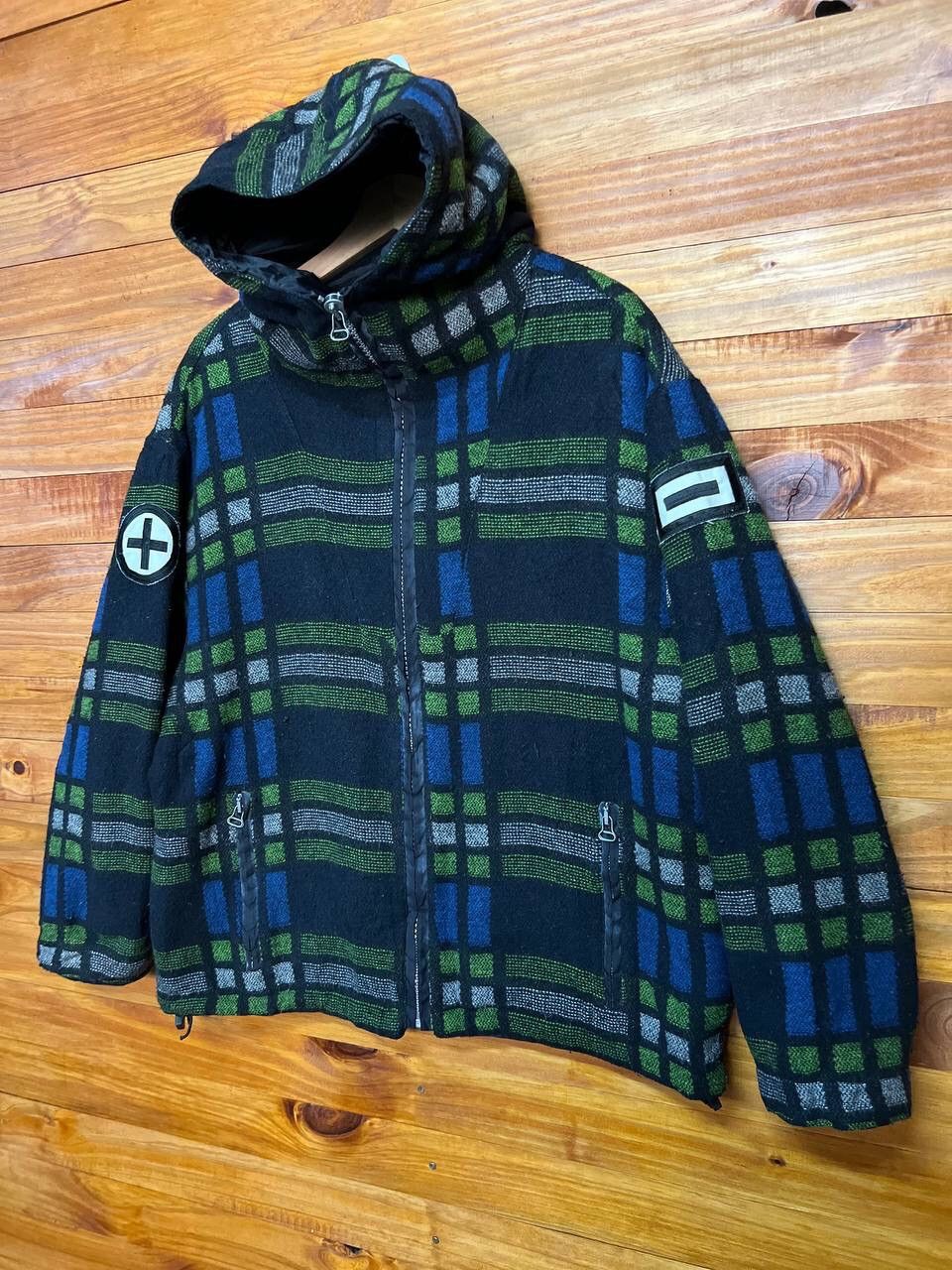Japanese Brand BY CHIEMSEE WOOL PLAID HOODIE JACKET Size US S / EU 44-46 / 1 - 3 Thumbnail