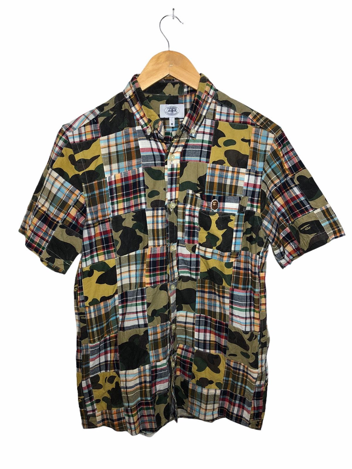 image of Bape Bathing Ape Patchwork Camo Button Ups, Men's (Size Medium)
