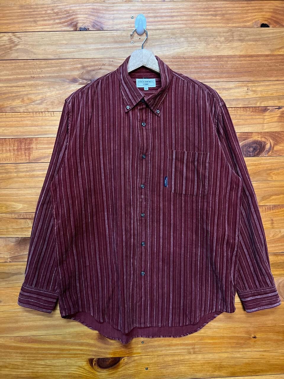 image of Flannel x Kansai Yamamoto Homme Shirt Stripe Design in Red, Men's (Size Large)
