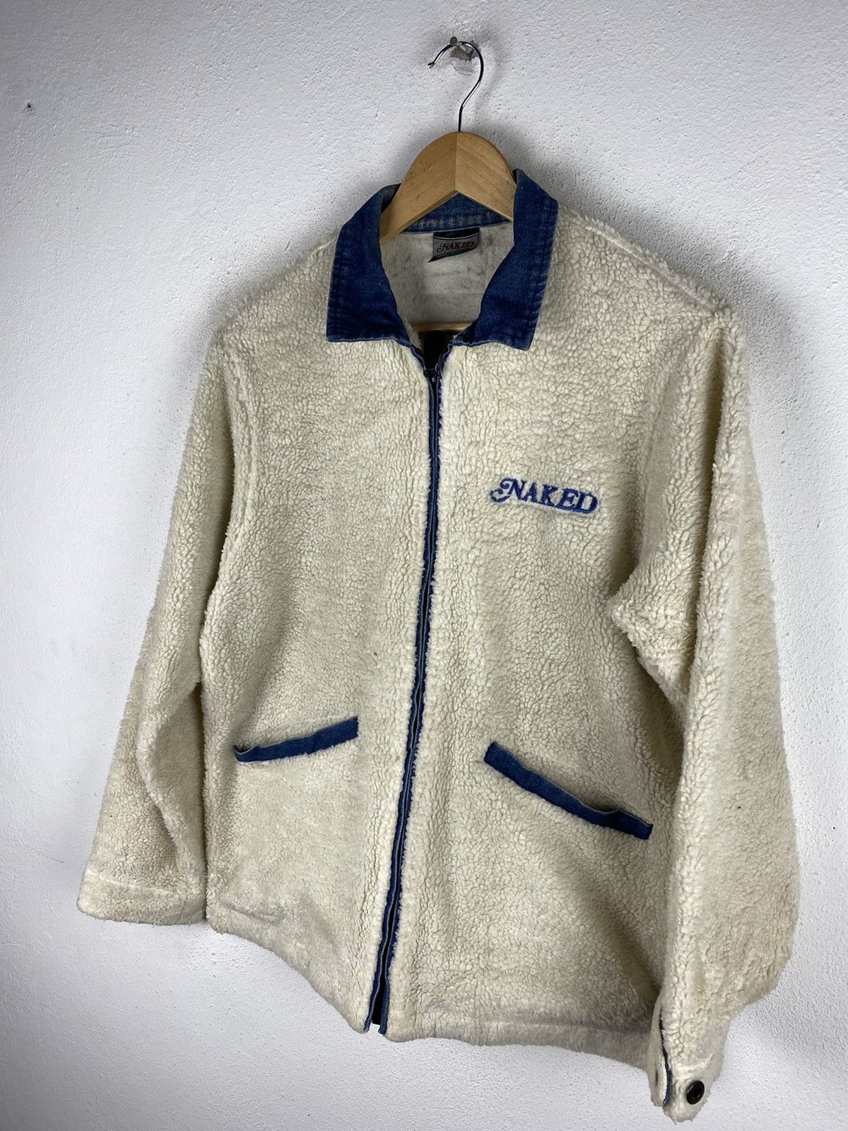 Naked & Famous Naked Japan Sherpa Fleece Jacket with Denim Collar Outerwear Size US M / EU 48-50 / 2 - 7 Thumbnail