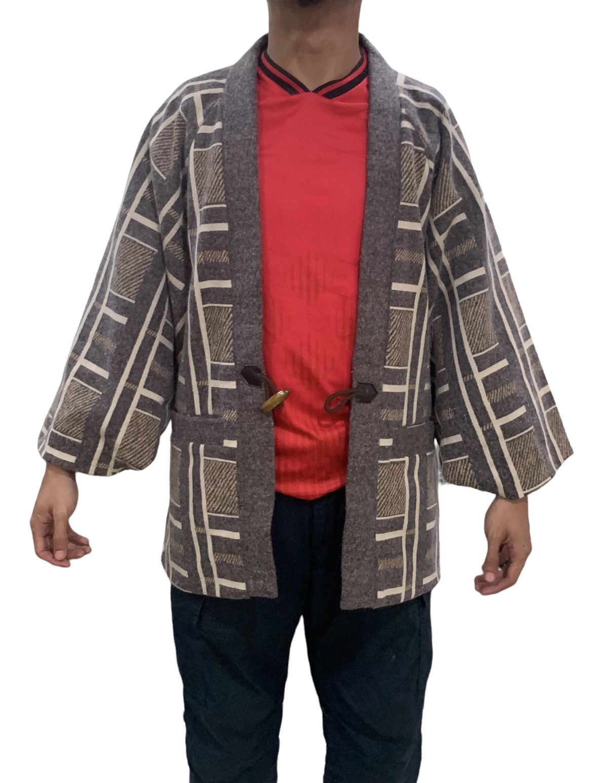 Japanese Brand 🇯🇵Japanese Traditional Kimono Wool Jacket Size US M / EU 48-50 / 2 - 2 Thumbnail