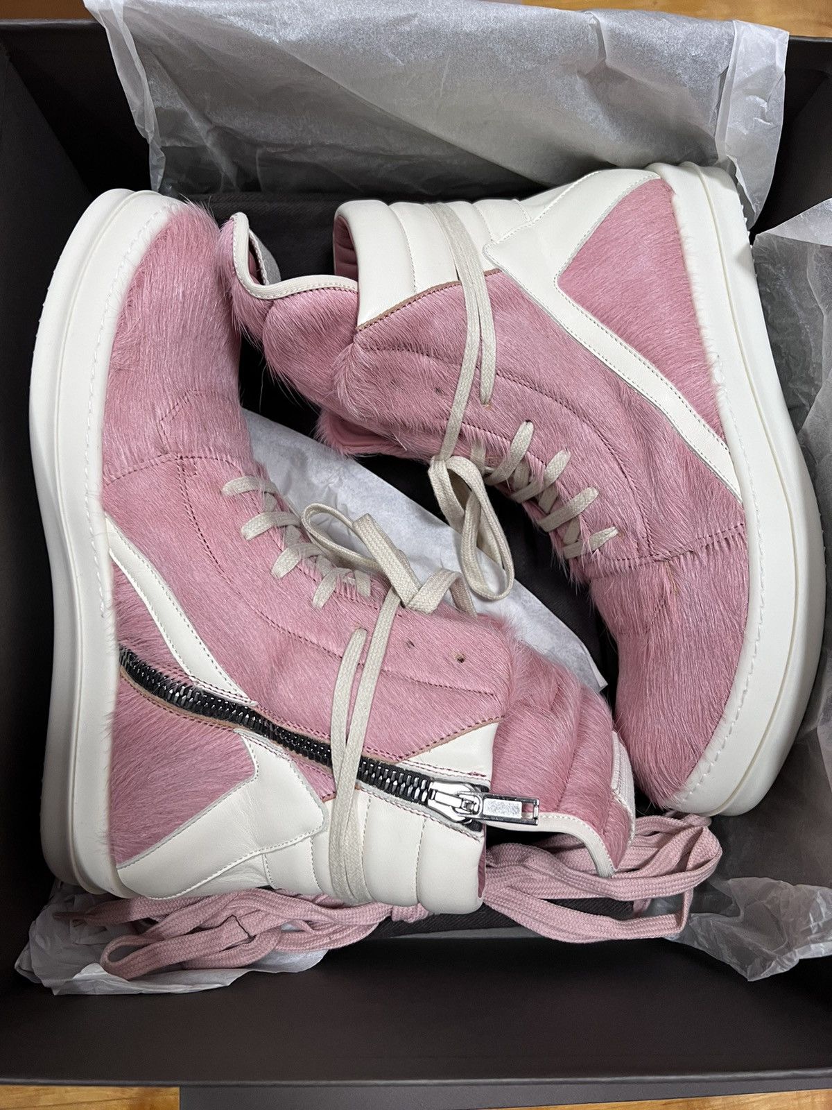 Rick Owens Rick owens fw22 strobe pony hair pink geobasket | Grailed