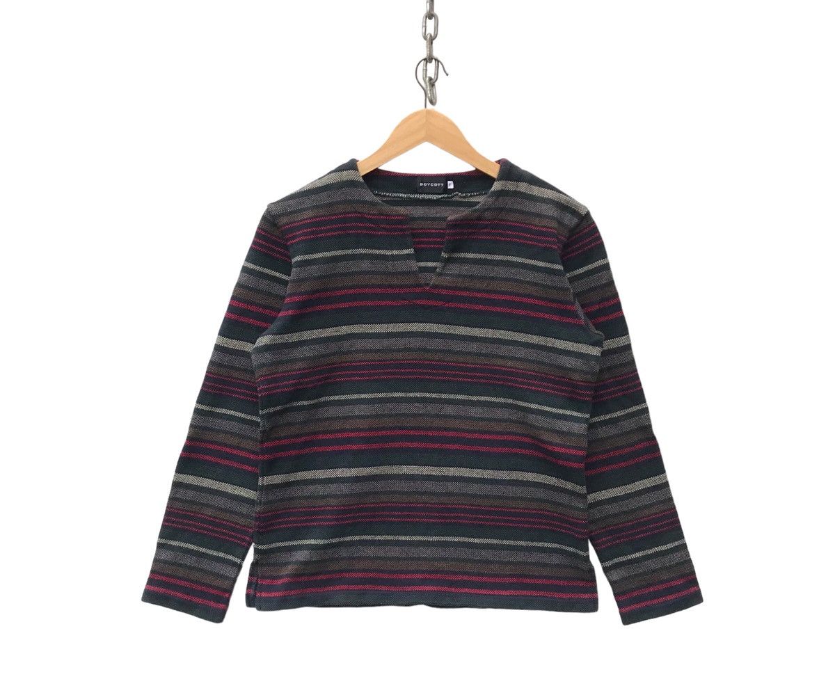 Boycott Boycott Multicolor Grunge Stripe Longsleeve Heavy Shirt Size US M / EU 48-50 / 2 - 1 Thumbnail