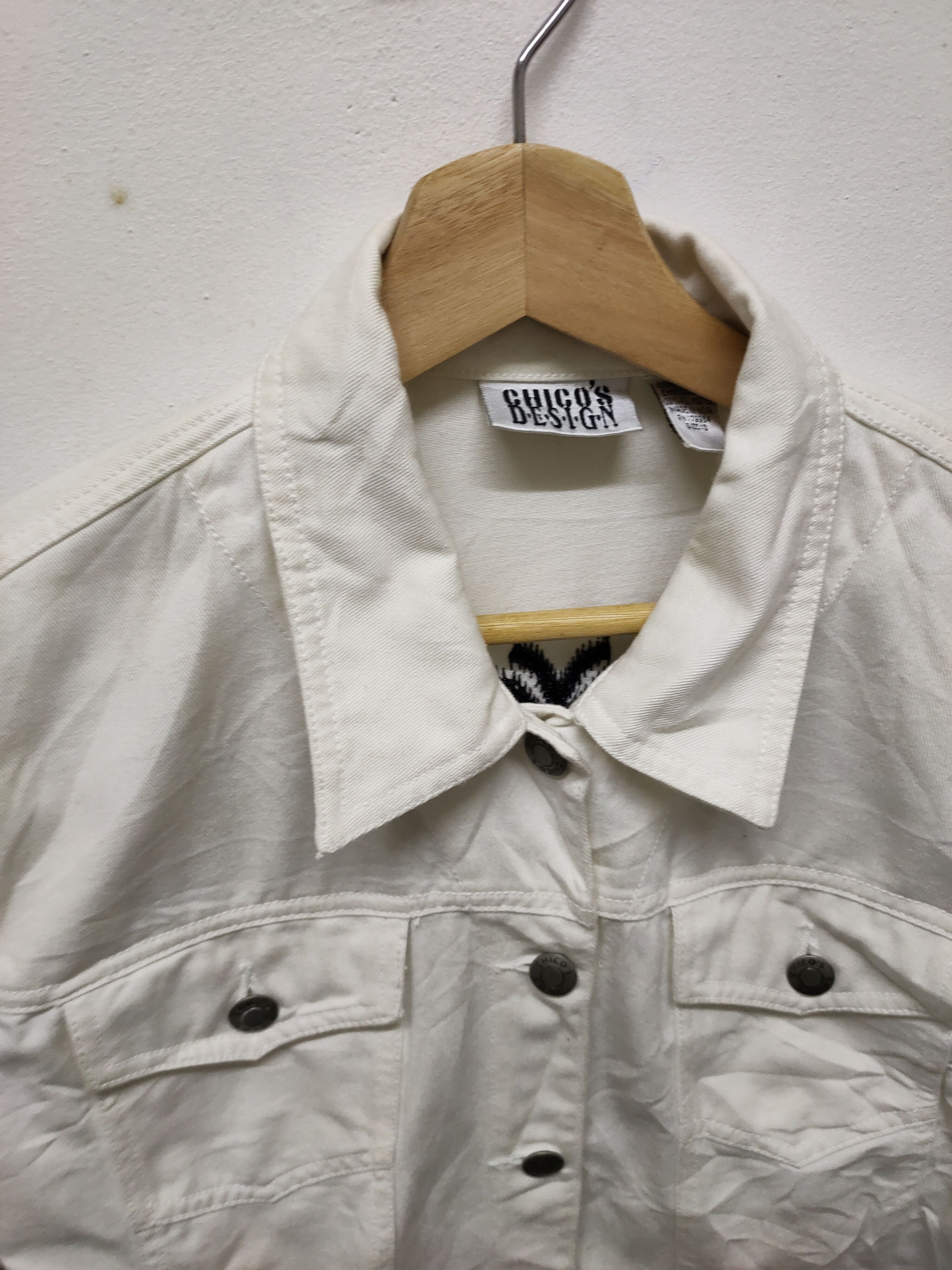 Vintage Chicos jacket jeans denim Western embroidered sleeve Size US M / EU 48-50 / 2 - 10 Thumbnail