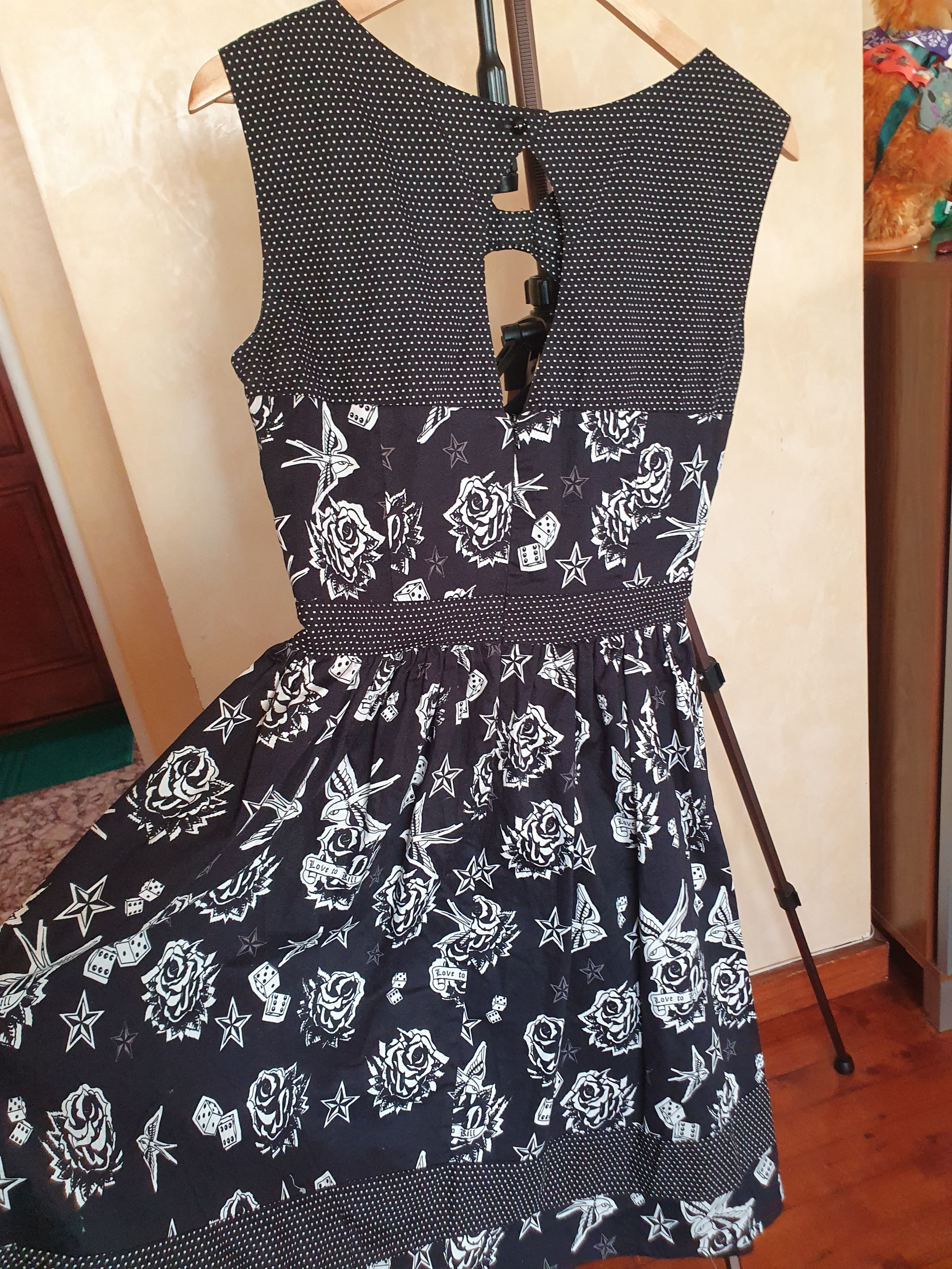 Other Living Dead Souls Black White Dice Roses Rockabilly dress,L Size L / US 10 / IT 46 - 11 Thumbnail