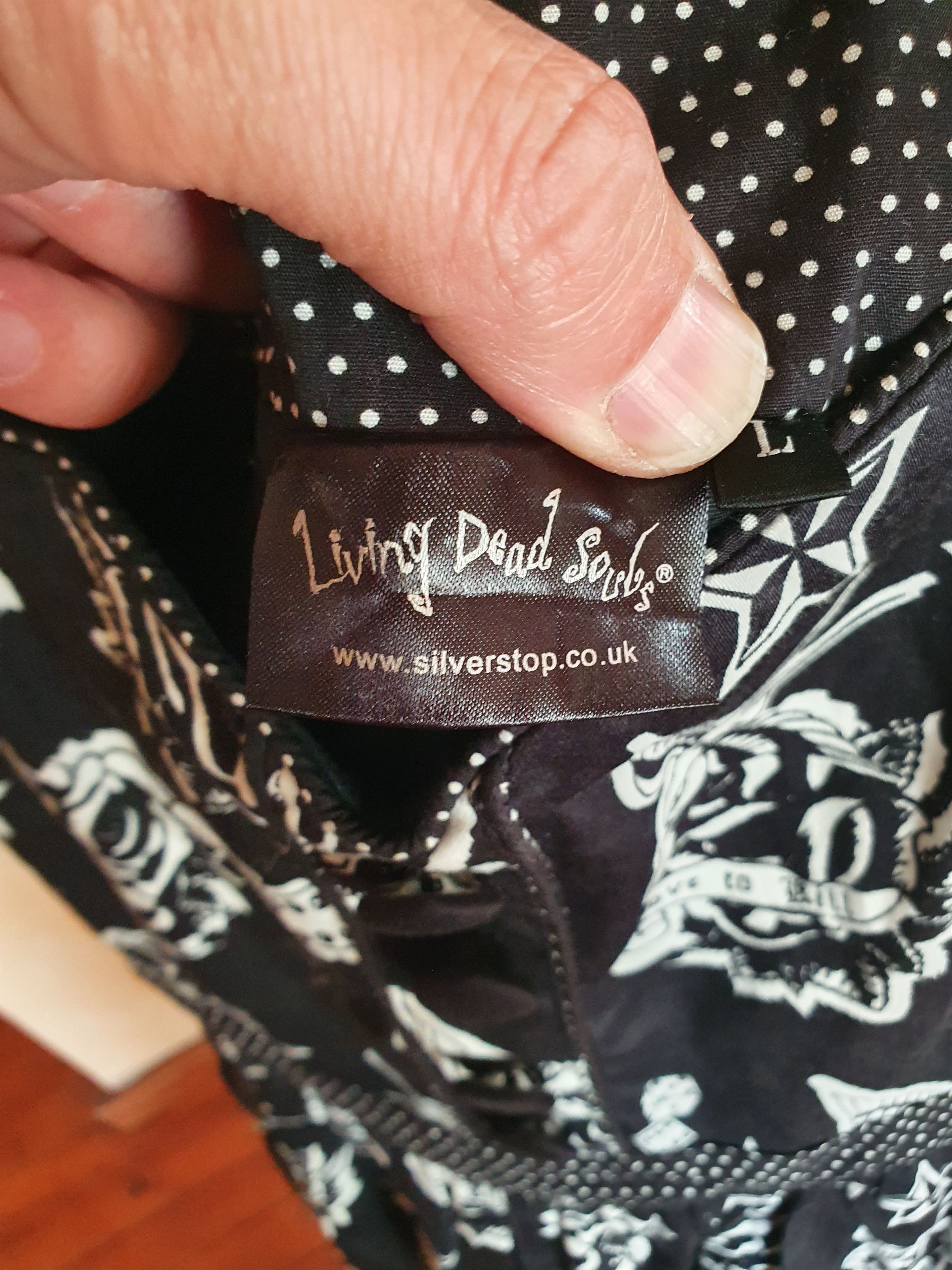 Other Living Dead Souls Black White Dice Roses Rockabilly dress,L Size L / US 10 / IT 46 - 8 Thumbnail