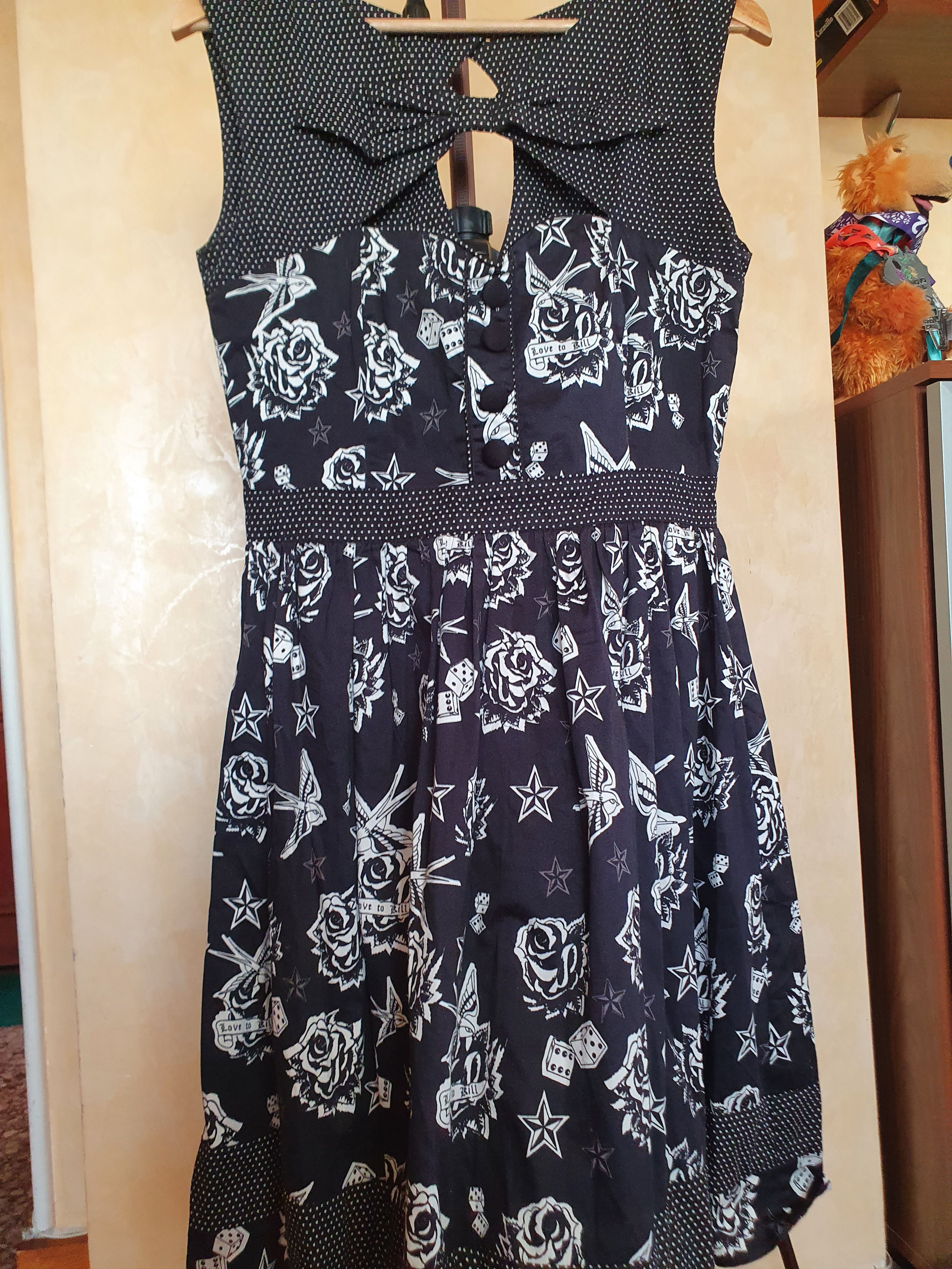 Other Living Dead Souls Black White Dice Roses Rockabilly dress,L Size L / US 10 / IT 46 - 3 Thumbnail