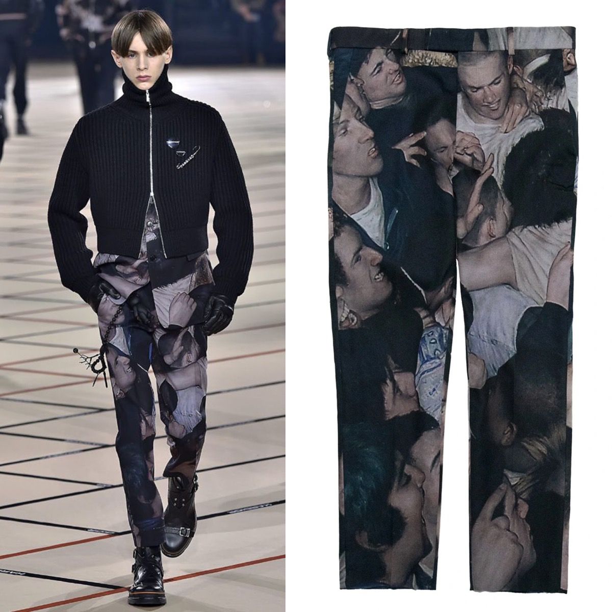 Pre-owned Dior X Kris Van Assche Dior Homme Fw17 Dan Witz Mosh Pit Pants In Black
