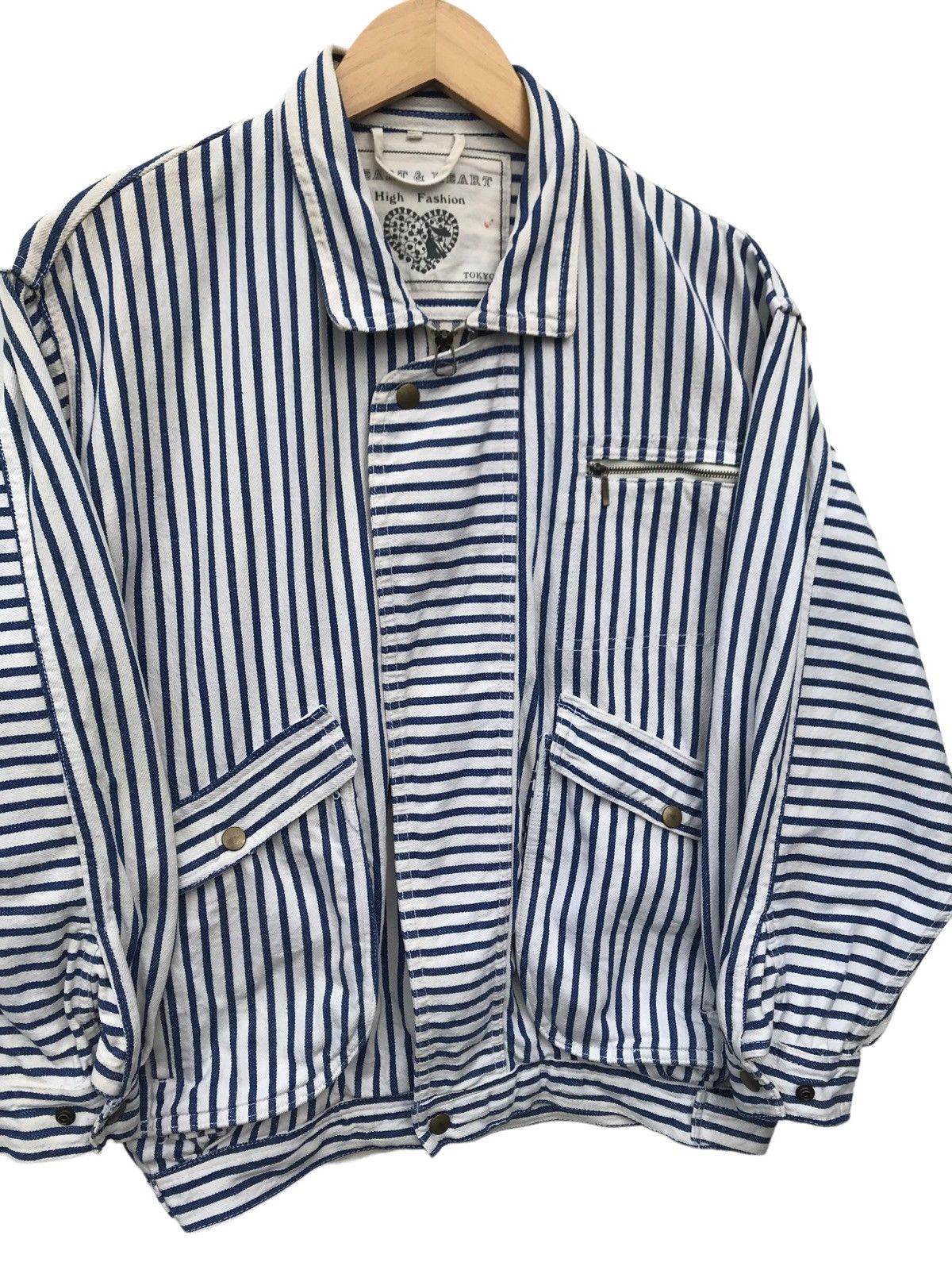 Other Heart & Heart Osaka Japan Stripe Workers Jacket ( STAINS ) Size US M / EU 48-50 / 2 - 8 Thumbnail