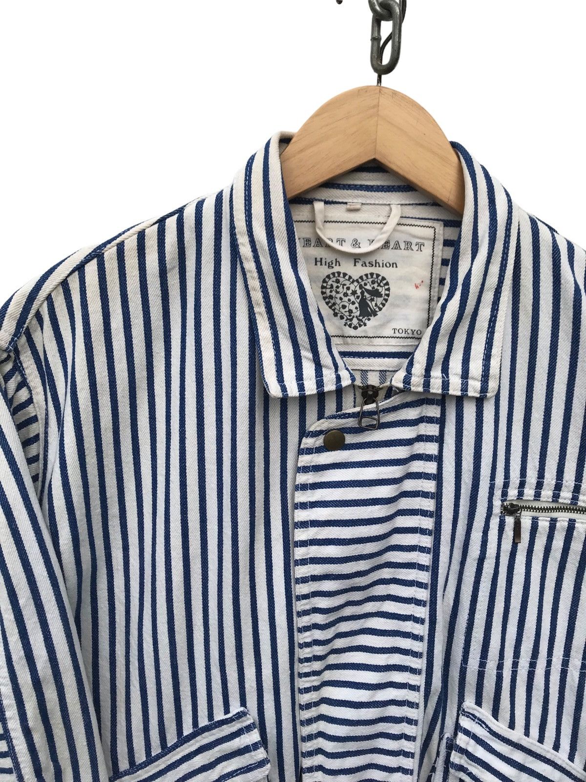 Other Heart & Heart Osaka Japan Stripe Workers Jacket ( STAINS ) Size US M / EU 48-50 / 2 - 6 Thumbnail