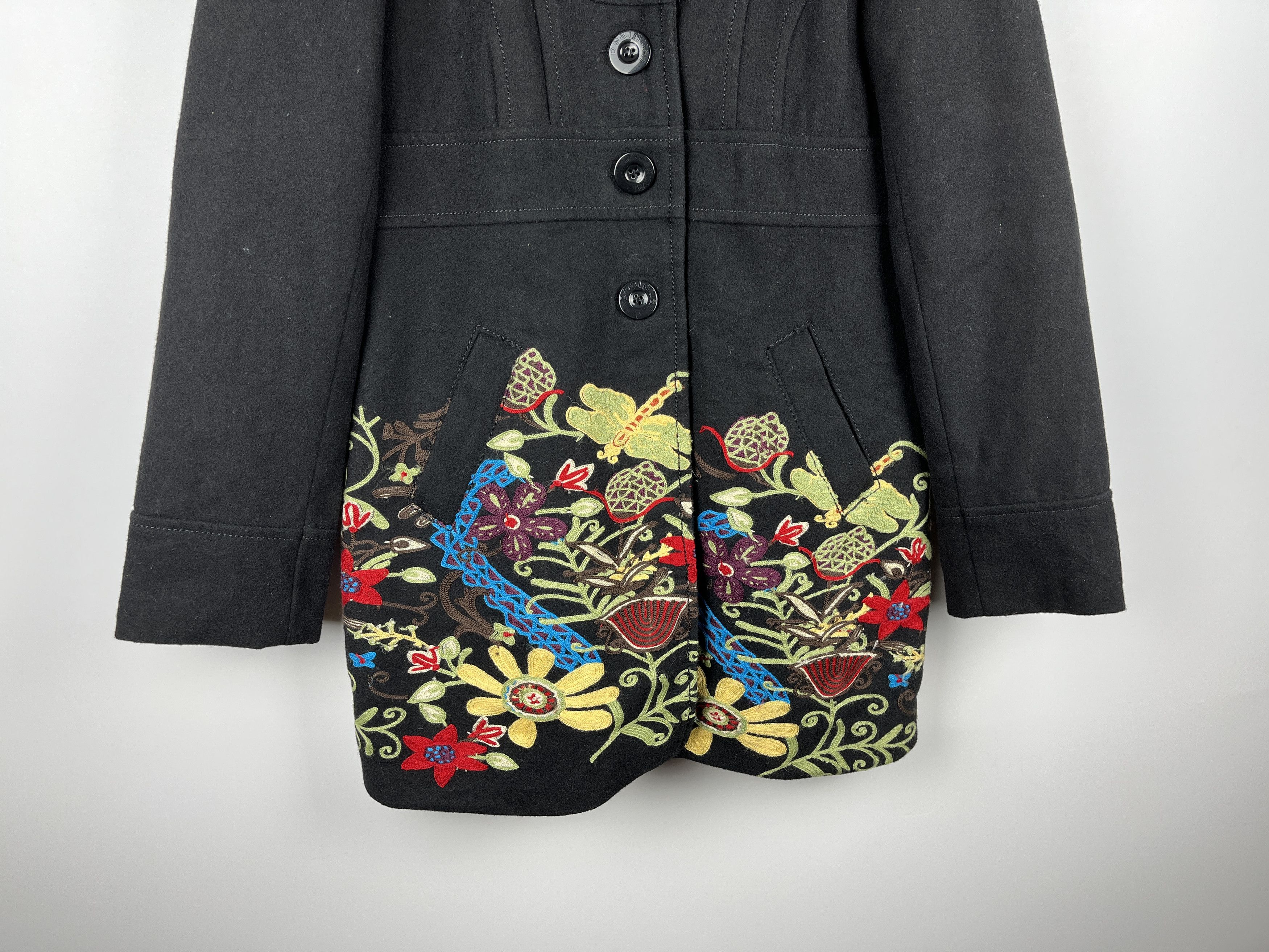 Desigual Desigual Floral Embroidered Coat Overcoat Jacket Size S / US 4 / IT 40 - 3 Thumbnail