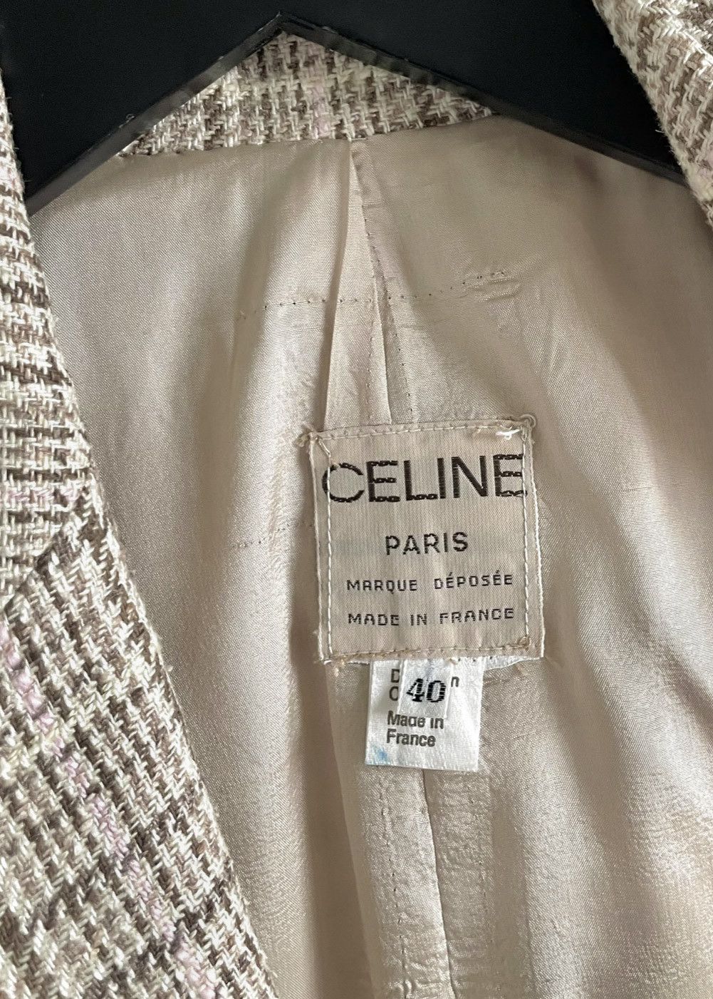 Celine Céline Vintage Beige Pink Checkered Padded Blazer Size L / US 10 / IT 46 - 5 Thumbnail