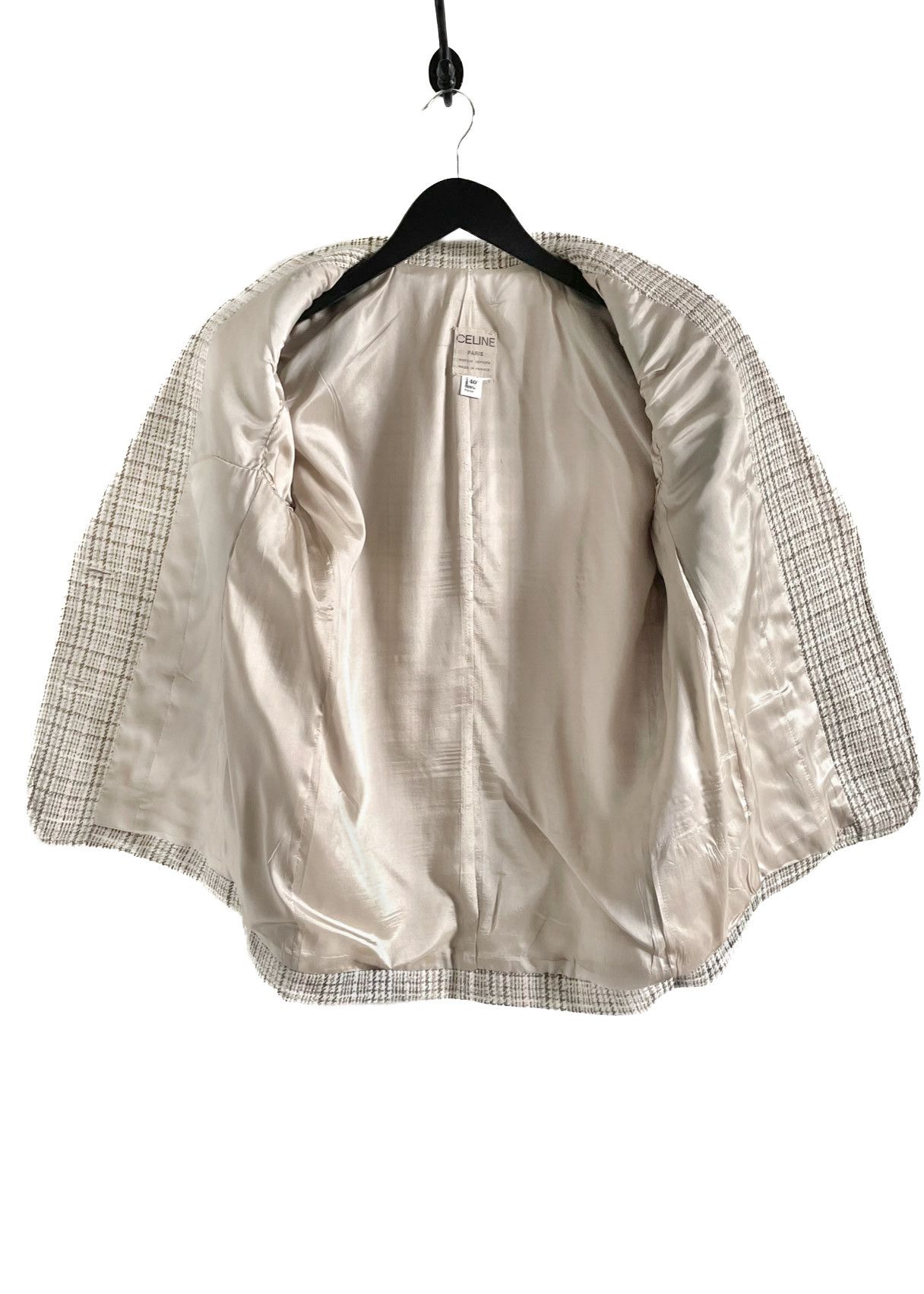 Celine Céline Vintage Beige Pink Checkered Padded Blazer Size L / US 10 / IT 46 - 6 Thumbnail