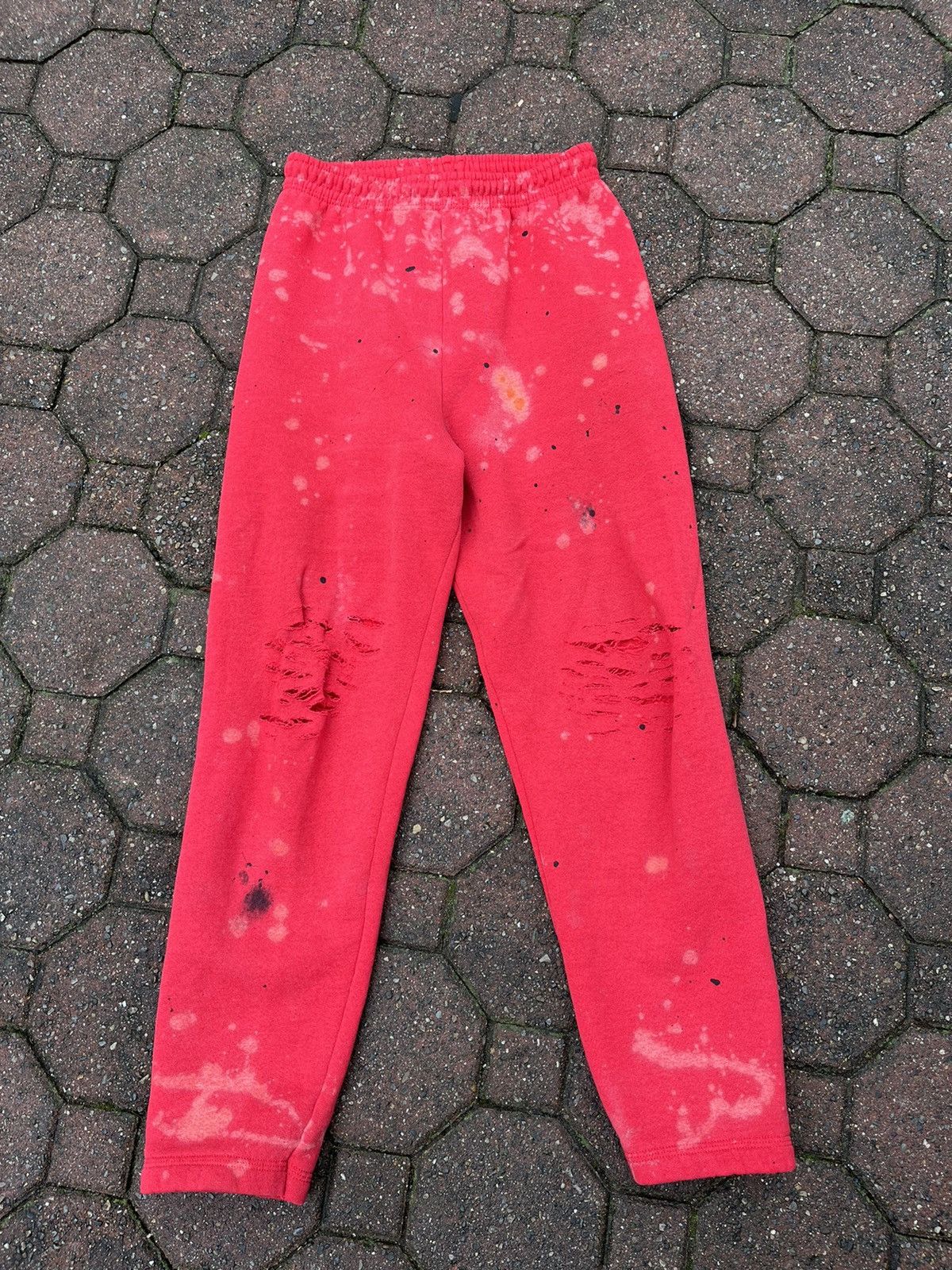 Japanese Brand × Vintage Vintage 1980s Red Knee Ripped Sweatpants Size US 31 - 1 Thumbnail