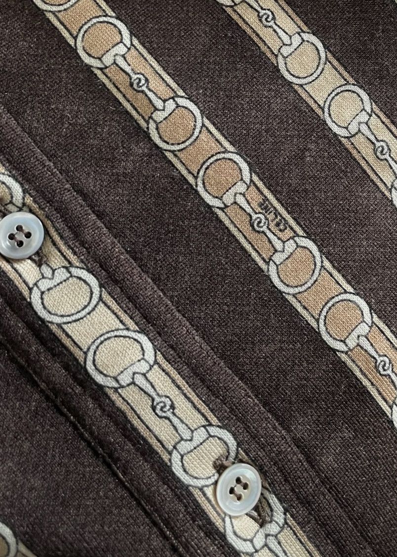 Celine Céline Vintage Brown Horsebit Print Wool Blouse Size XL / US 12-14 / IT 48-50 - 3 Thumbnail