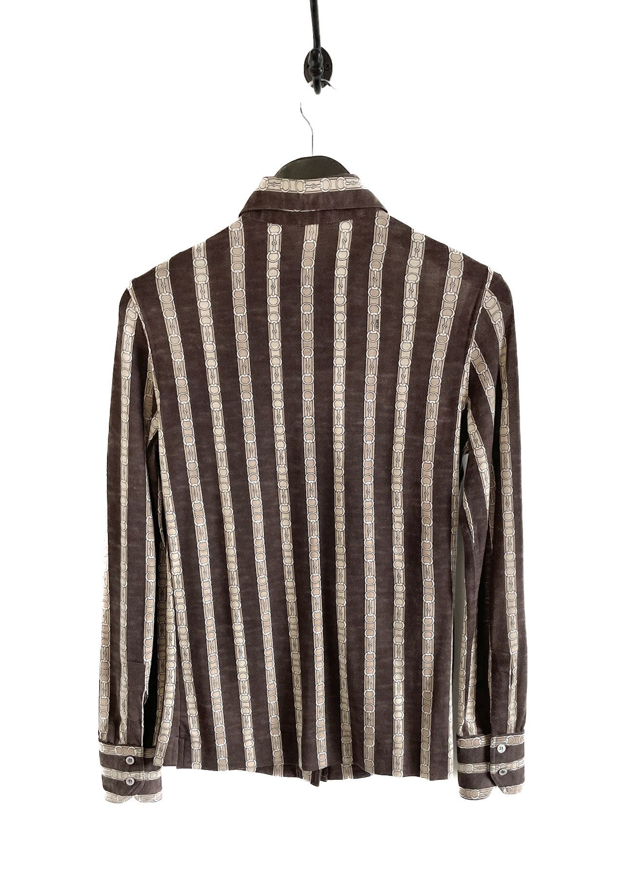 Celine Céline Vintage Brown Horsebit Print Wool Blouse Size XL / US 12-14 / IT 48-50 - 4 Thumbnail