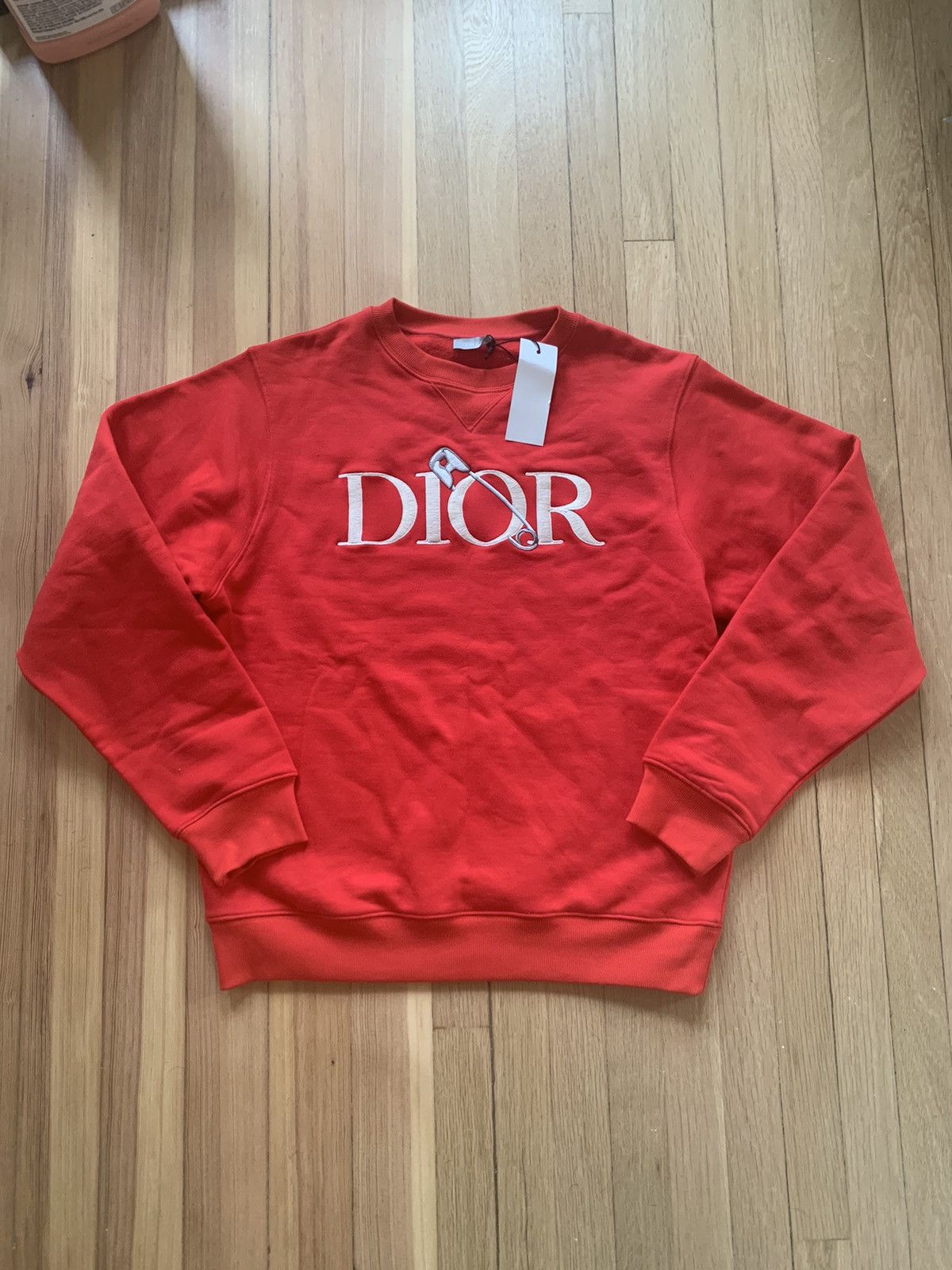 Dior Red Judy Blame Safety Pin Logo Crewneck | Grailed