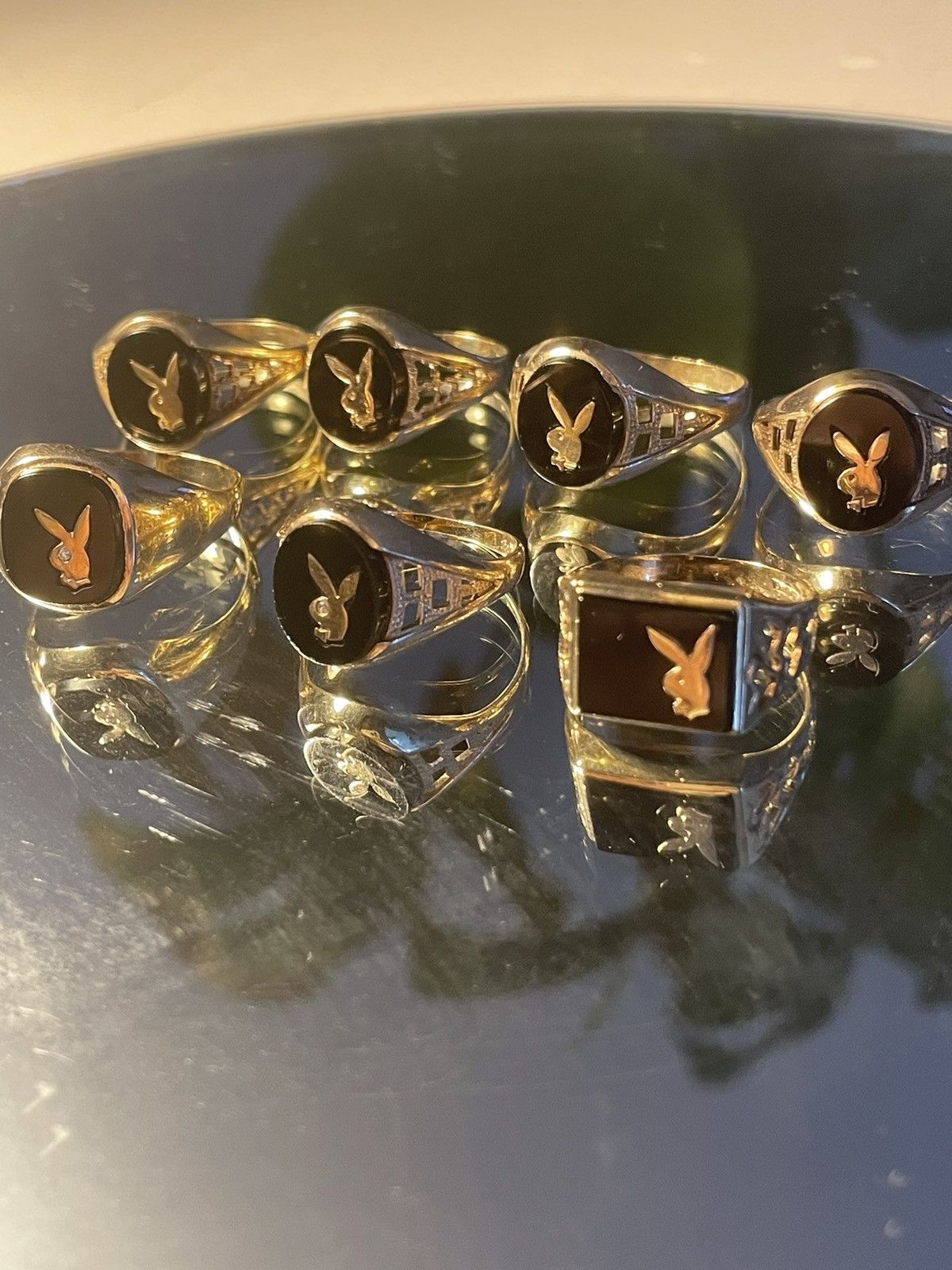 Playboy Rare Vintage Solid Gold Playboy Onyx Ring (Oval