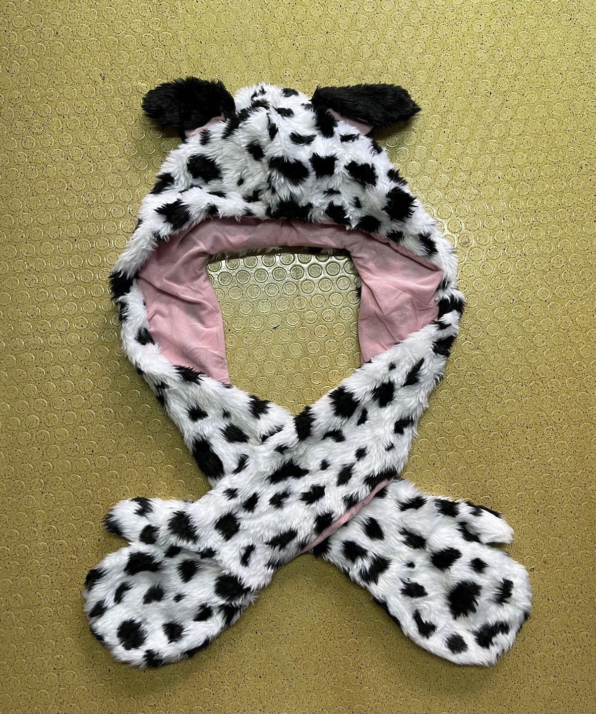 disney cow beanie hat with hand warmer