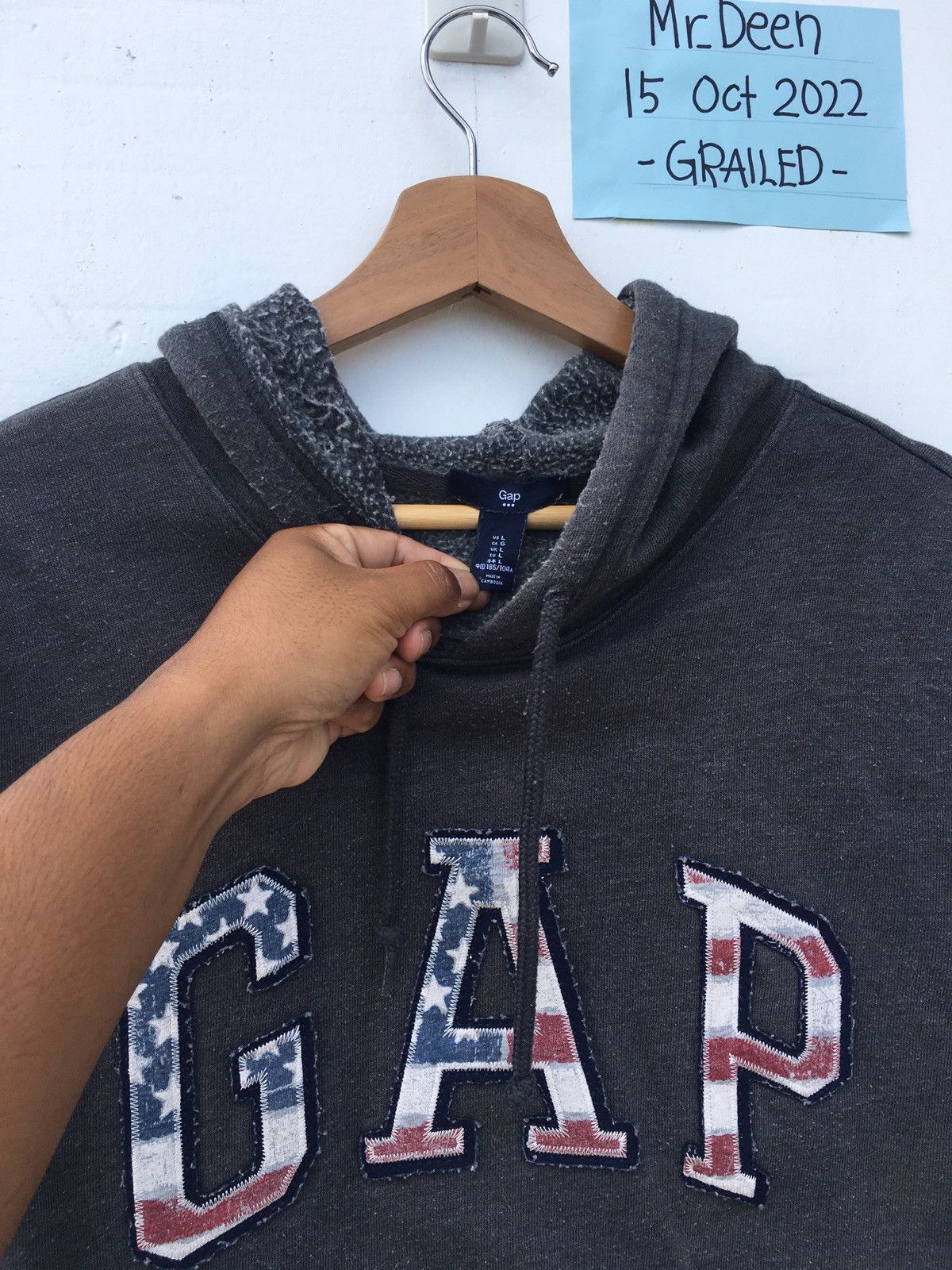 Gap Rare GAP USA Flag Spellout Hoodie Size US L / EU 52-54 / 3 - 6 Thumbnail