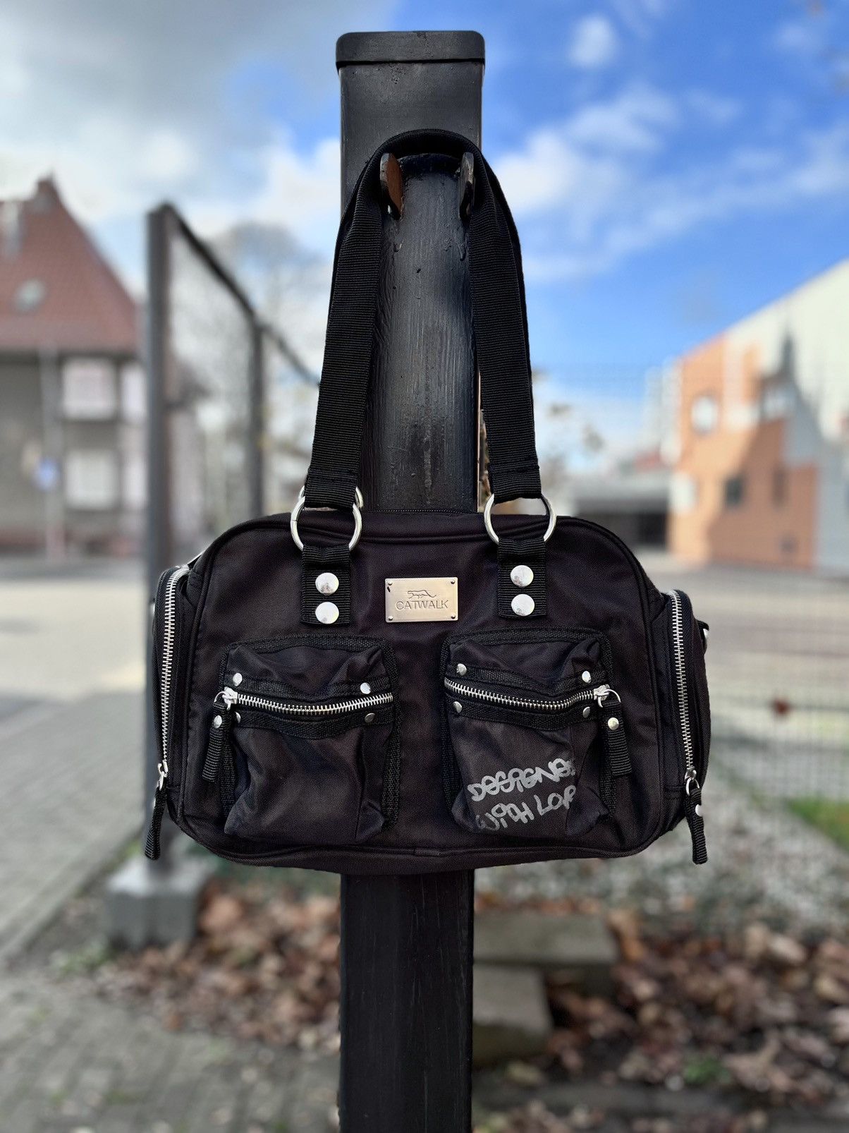 Y2K Catwalk Avant Garde Multi Pocket Crossbody Bag in Black, Women's