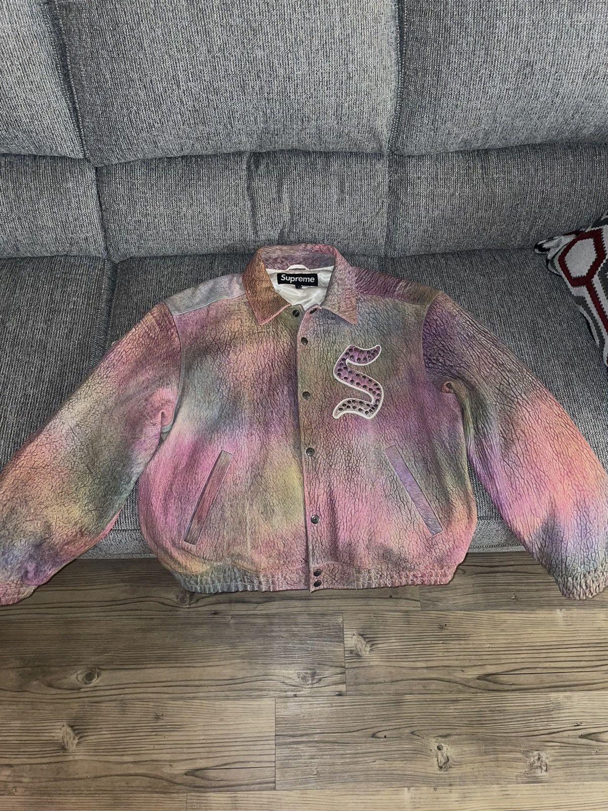 Supreme Supreme pebbled leather varsity jacket | Grailed