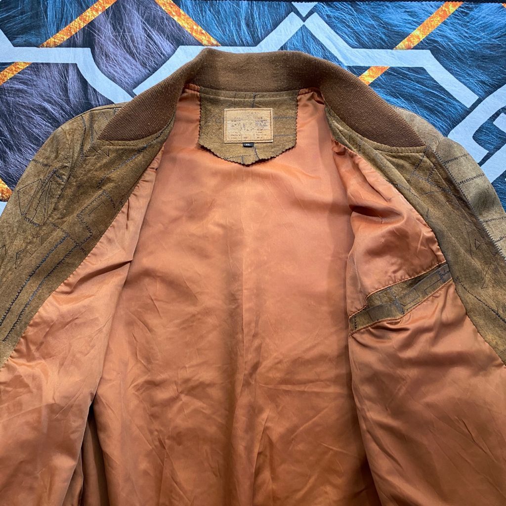 Vintage RARE🔥Vintage Light Leather Arts Patchwork Bomber Jacket Size US XL / EU 56 / 4 - 10 Thumbnail