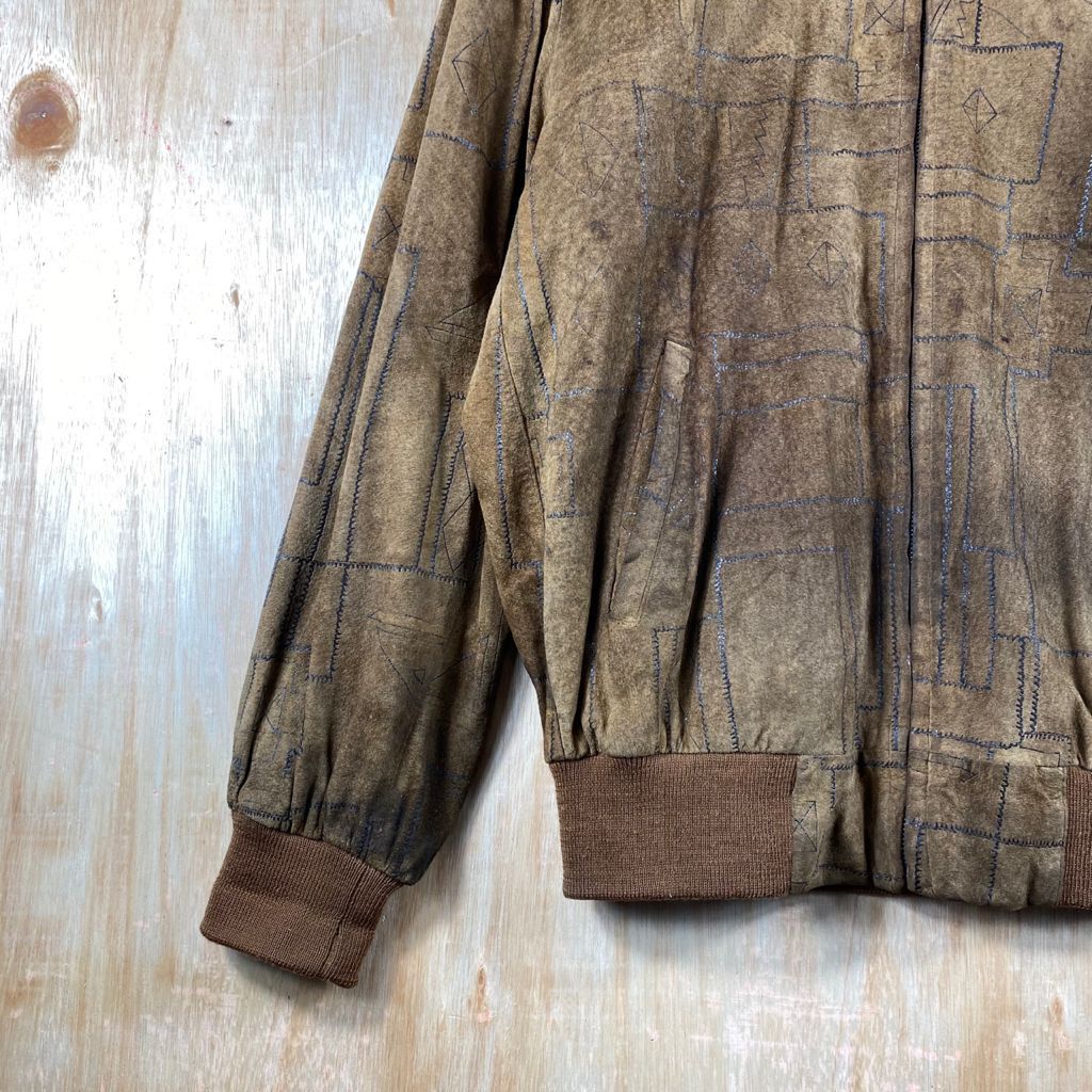 Vintage RARE🔥Vintage Light Leather Arts Patchwork Bomber Jacket Size US XL / EU 56 / 4 - 5 Thumbnail