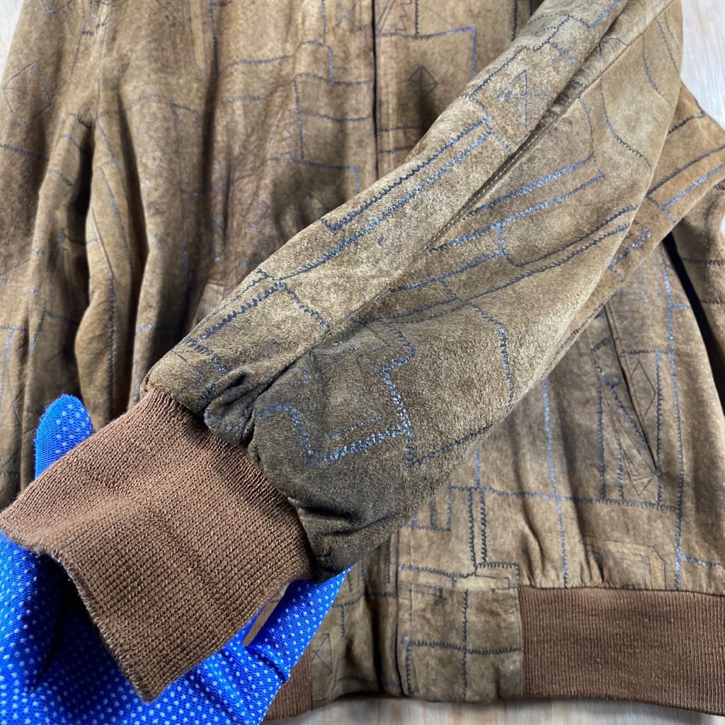 Vintage RARE🔥Vintage Light Leather Arts Patchwork Bomber Jacket Size US XL / EU 56 / 4 - 9 Thumbnail