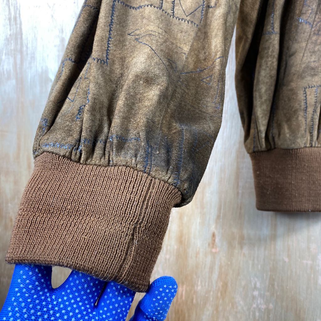 Vintage RARE🔥Vintage Light Leather Arts Patchwork Bomber Jacket Size US XL / EU 56 / 4 - 8 Thumbnail
