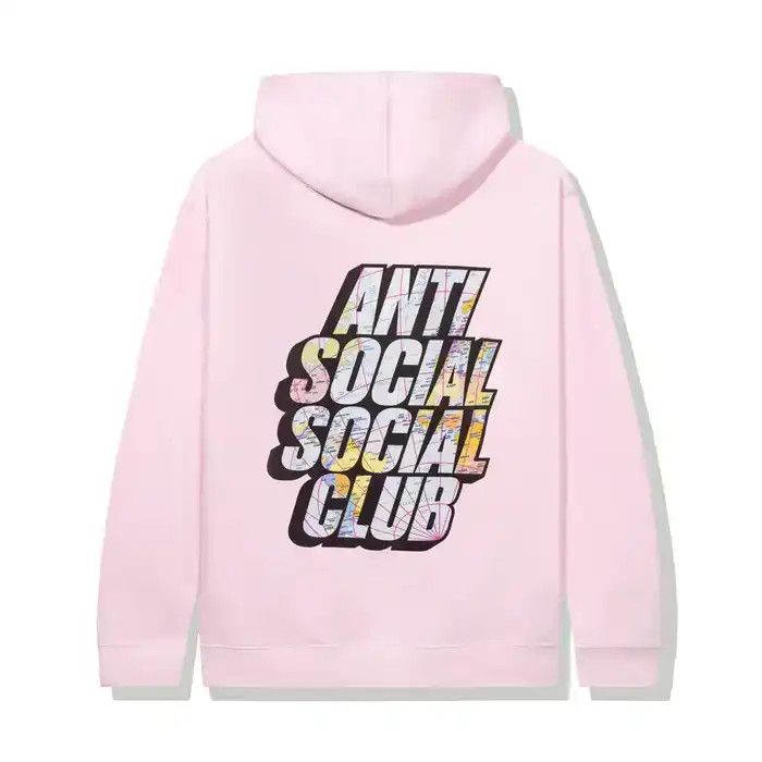 Anti social social club Drop a pin pink hoodie