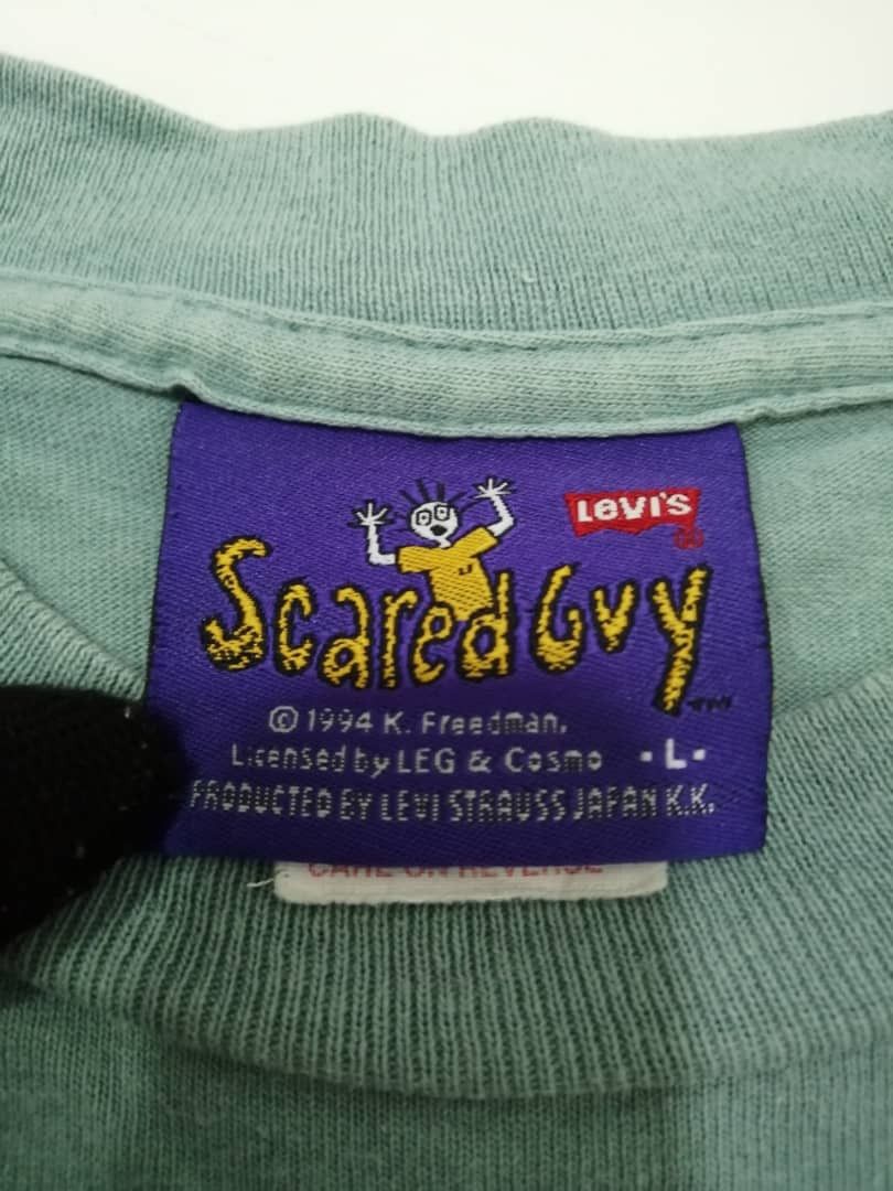 Levi's × Vintage Vintage 90s Levi's Scared Guy Tees Size US L / EU 52-54 / 3 - 4 Thumbnail