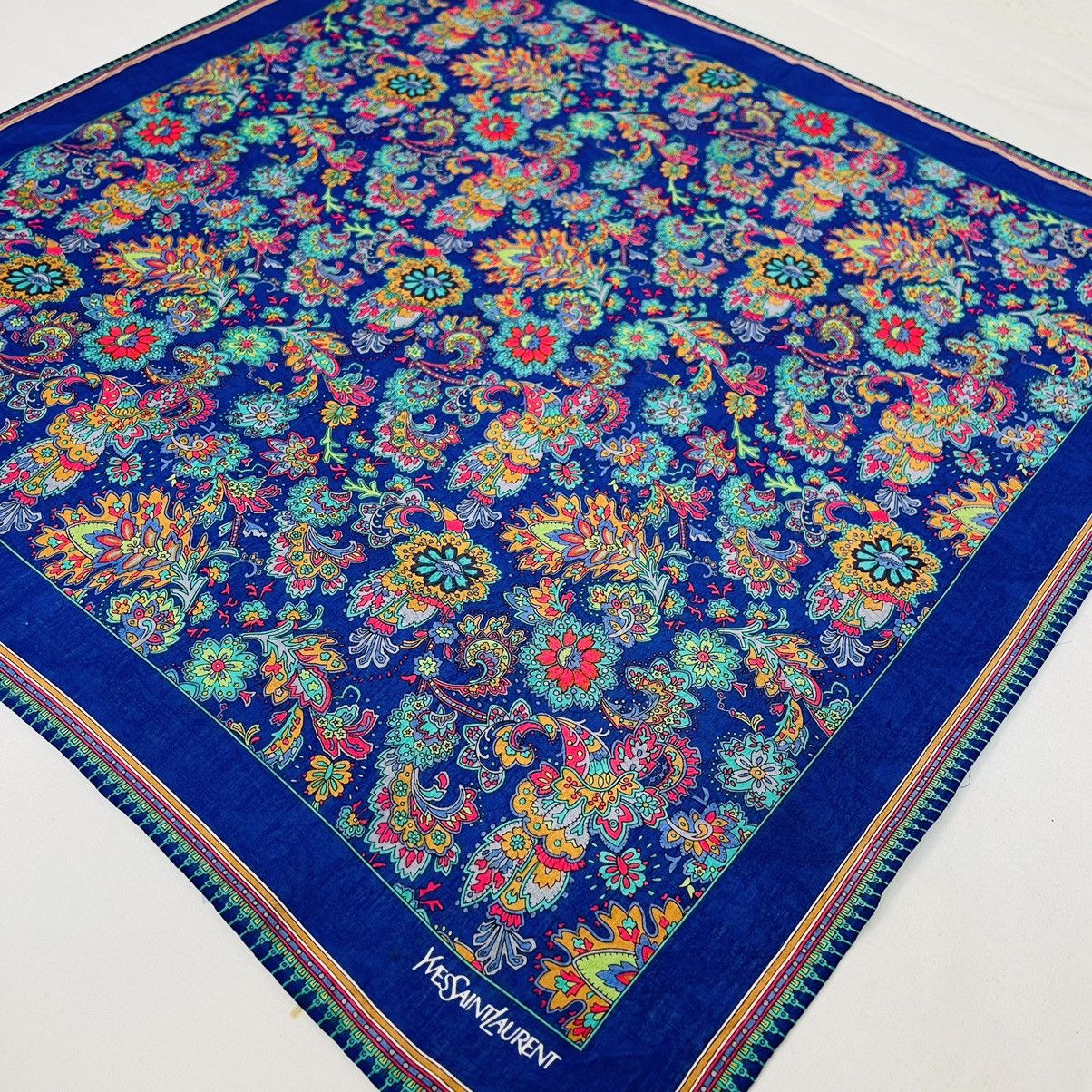 YVES SAINT LAURENT BANDANA HANDKERCHIEF NECKERCHIEF SCARF