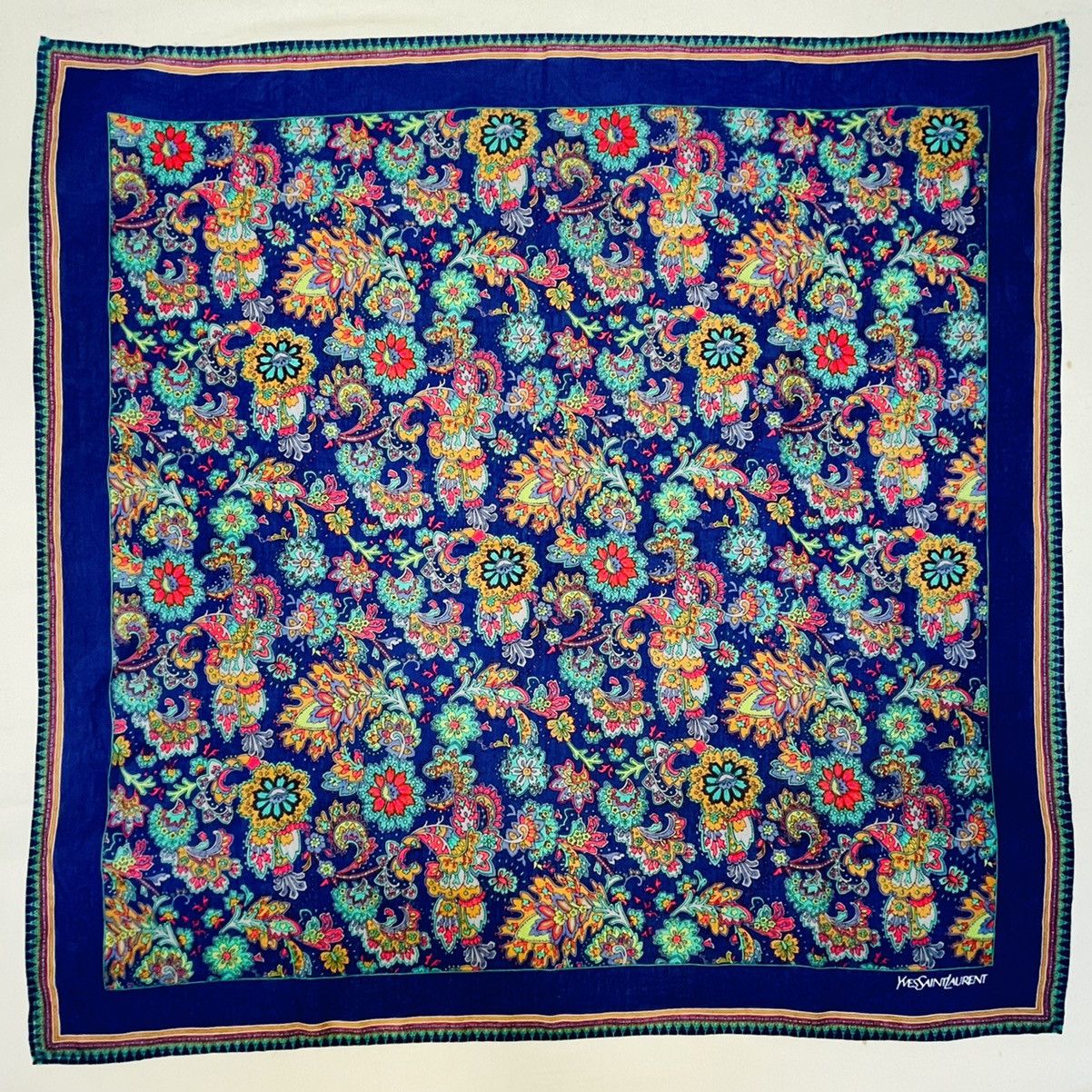 YVES SAINT LAURENT BANDANA HANDKERCHIEF NECKERCHIEF SCARF