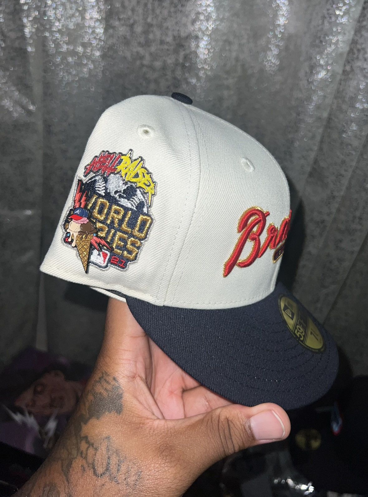 Hat Club × MyFitteds × New Era Hat Club Atlanta Braves Jersey Logo Script Fitted Hat 7 7/8 Size ONE SIZE - 11 Thumbnail