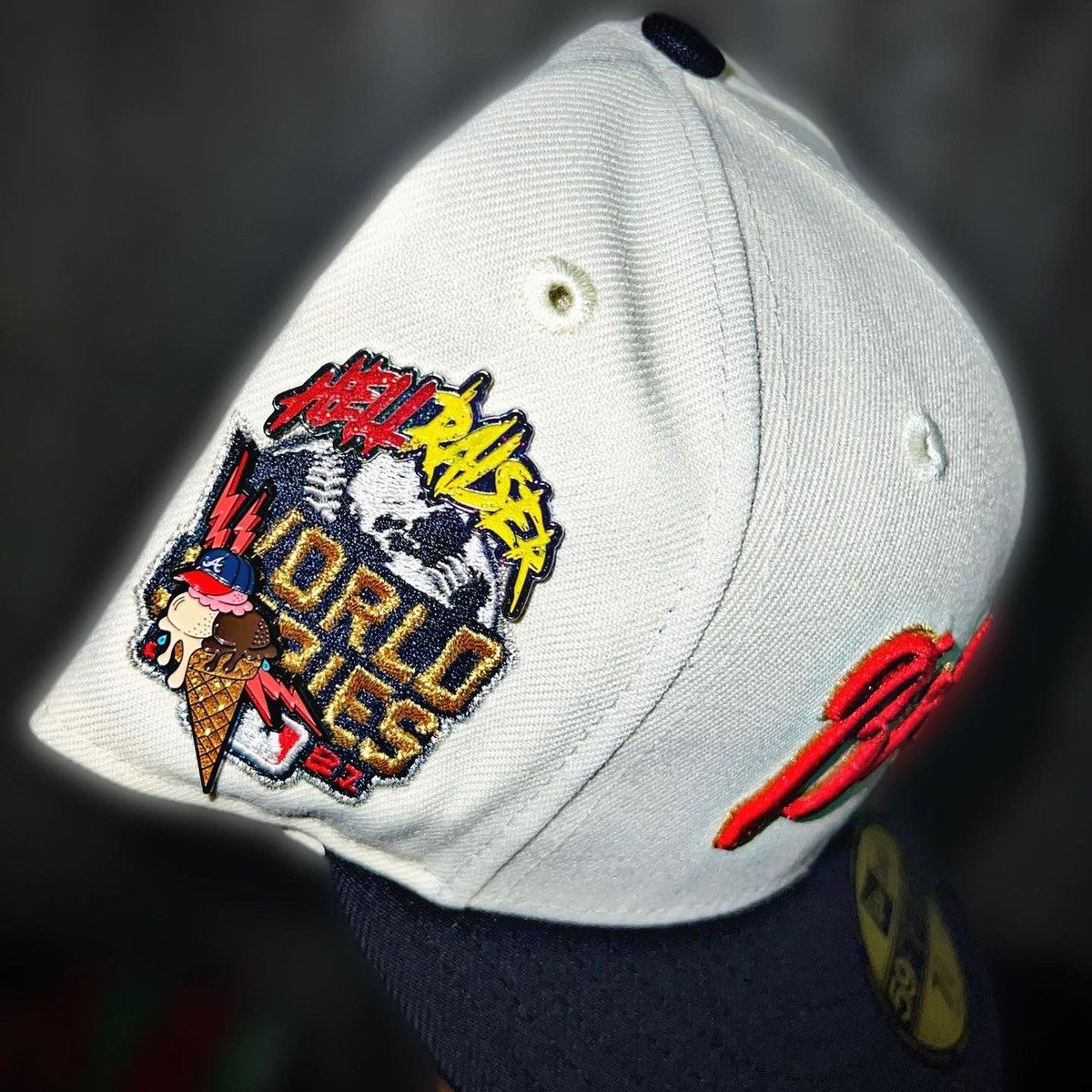 Hat Club × MyFitteds × New Era Hat Club Atlanta Braves Jersey Logo Script Fitted Hat 7 7/8 Size ONE SIZE - 4 Thumbnail