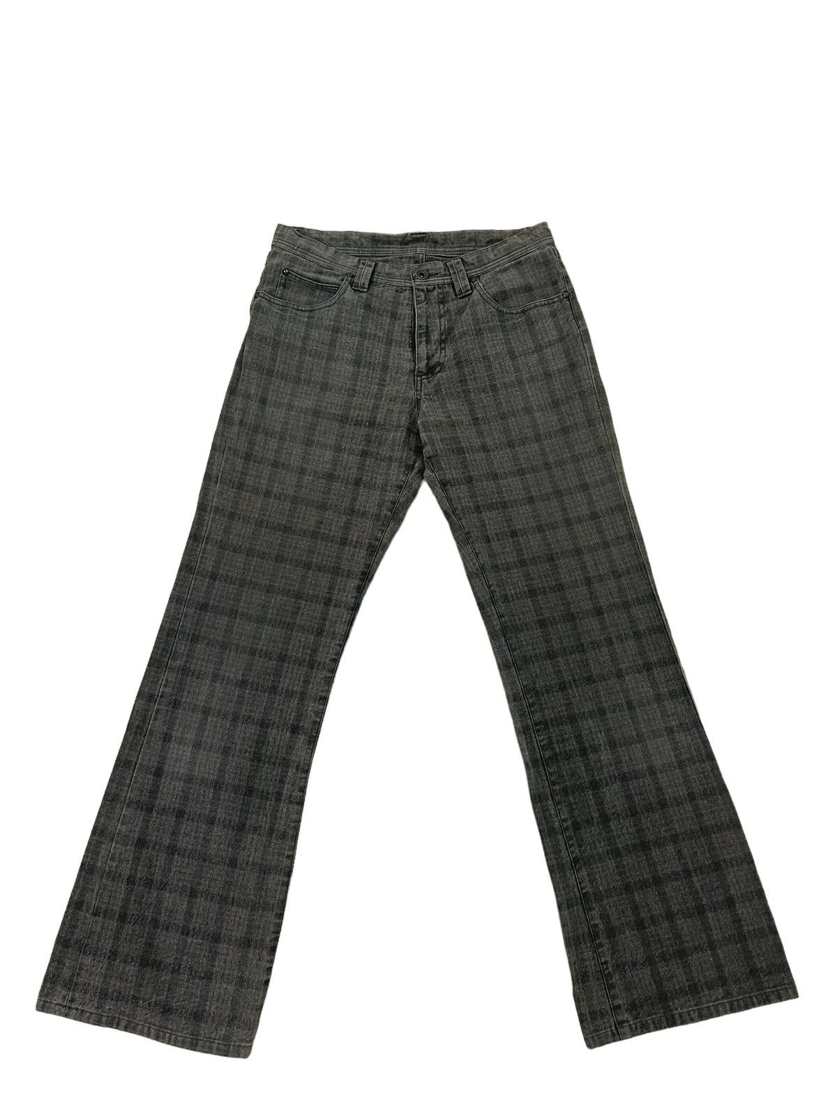 Japanese Brand Flare Jeans Comme Ca Ism Checked Pant Boot Cut 26🟦 Size US 30 / EU 46 - 3 Thumbnail