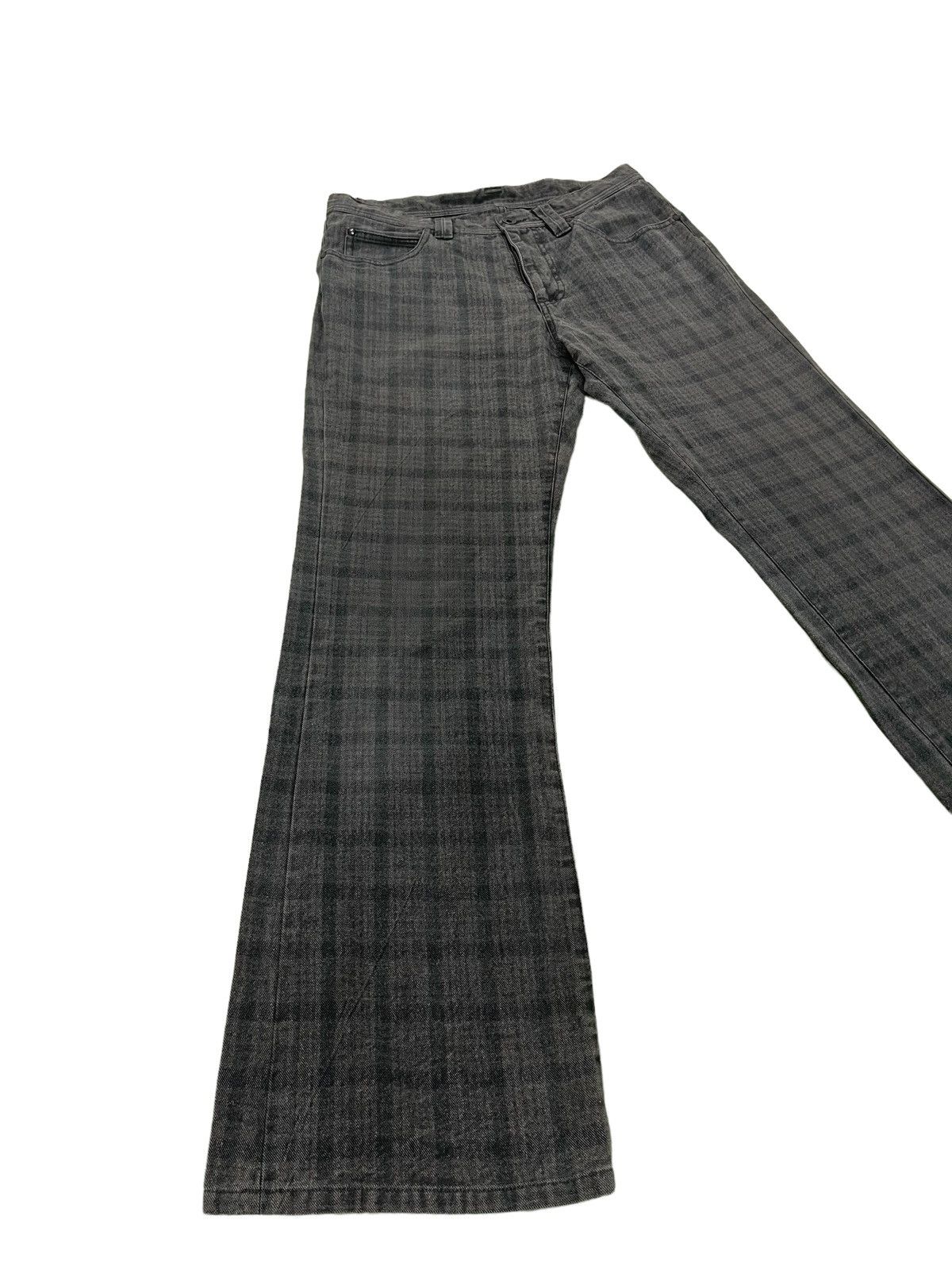 Japanese Brand Flare Jeans Comme Ca Ism Checked Pant Boot Cut 26🟦 Size US 30 / EU 46 - 2 Thumbnail