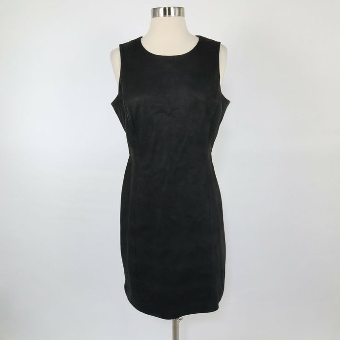 Theory Theyskens' Theory Leather Sheath Dress 8 Black Sleeveless ...