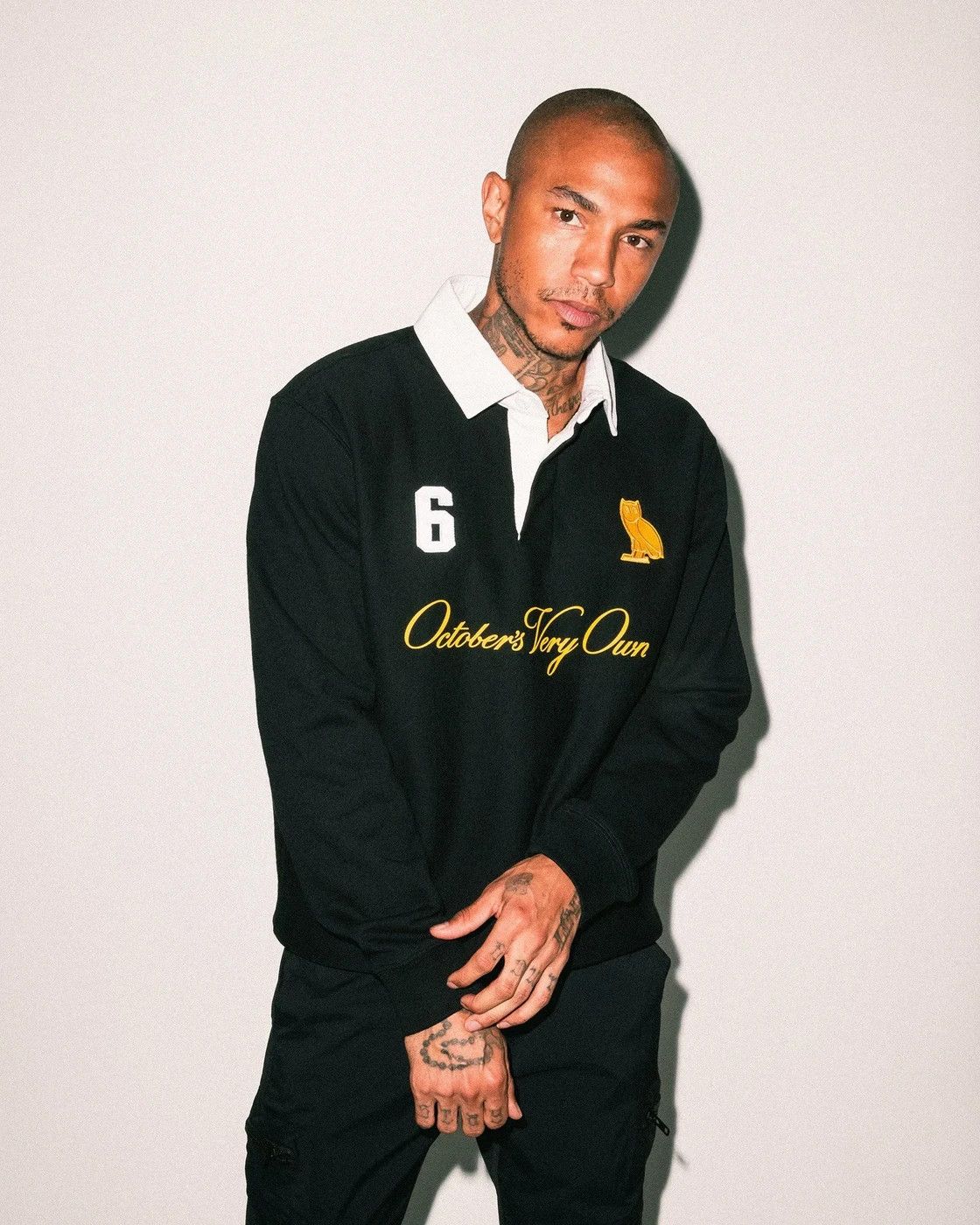 Drake OVO GRAPHIC FLEECE RUGBY POLO - BLACK Large Size US L / EU 52-54 / 3 - 2 Thumbnail