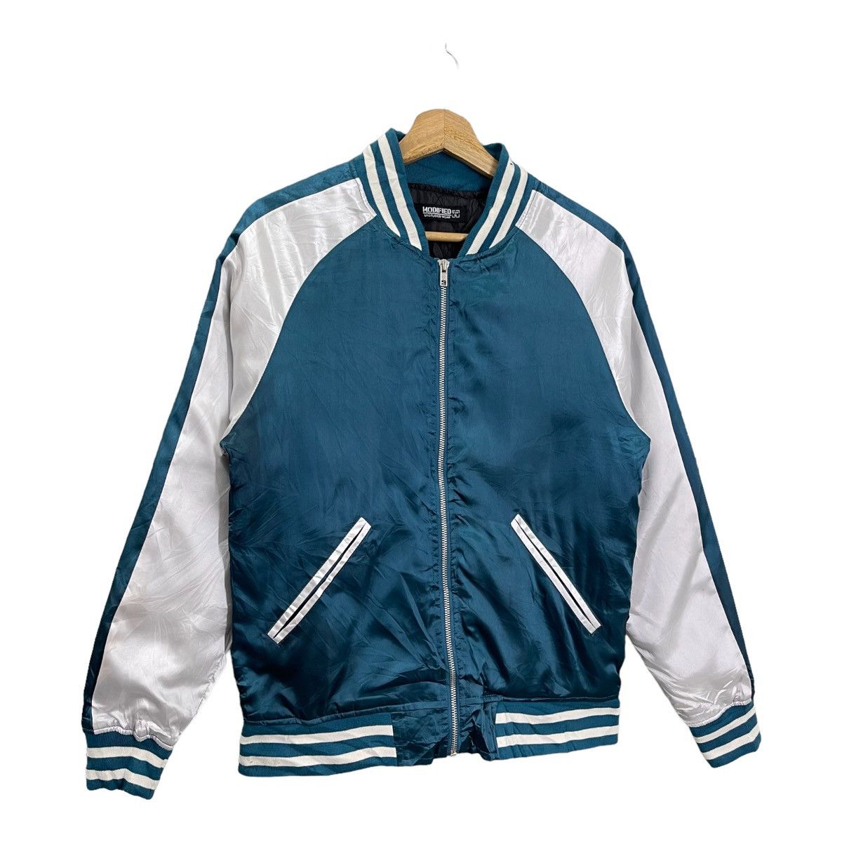 Japanese Brand MODIFIED UNSTUDIED WEAR SUKAJAN SATIN PLAIN ZIPPER JACKET Size US S / EU 44-46 / 1 - 2 Thumbnail