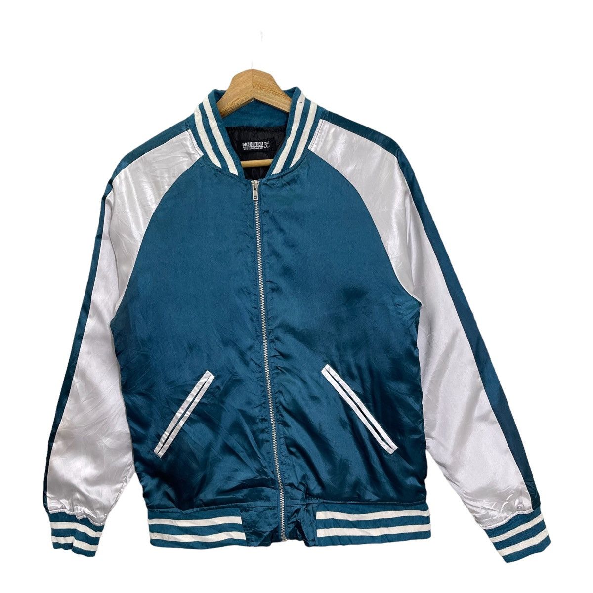 Japanese Brand MODIFIED UNSTUDIED WEAR SUKAJAN SATIN PLAIN ZIPPER JACKET Size US S / EU 44-46 / 1 - 3 Thumbnail