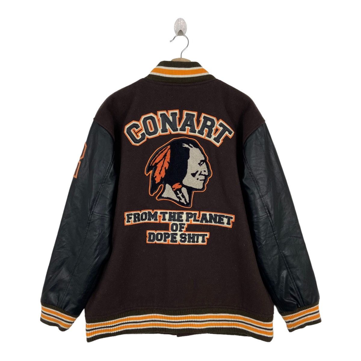Rare Vtg CONART INDIAN Embroidery Logo Varsity Jacket