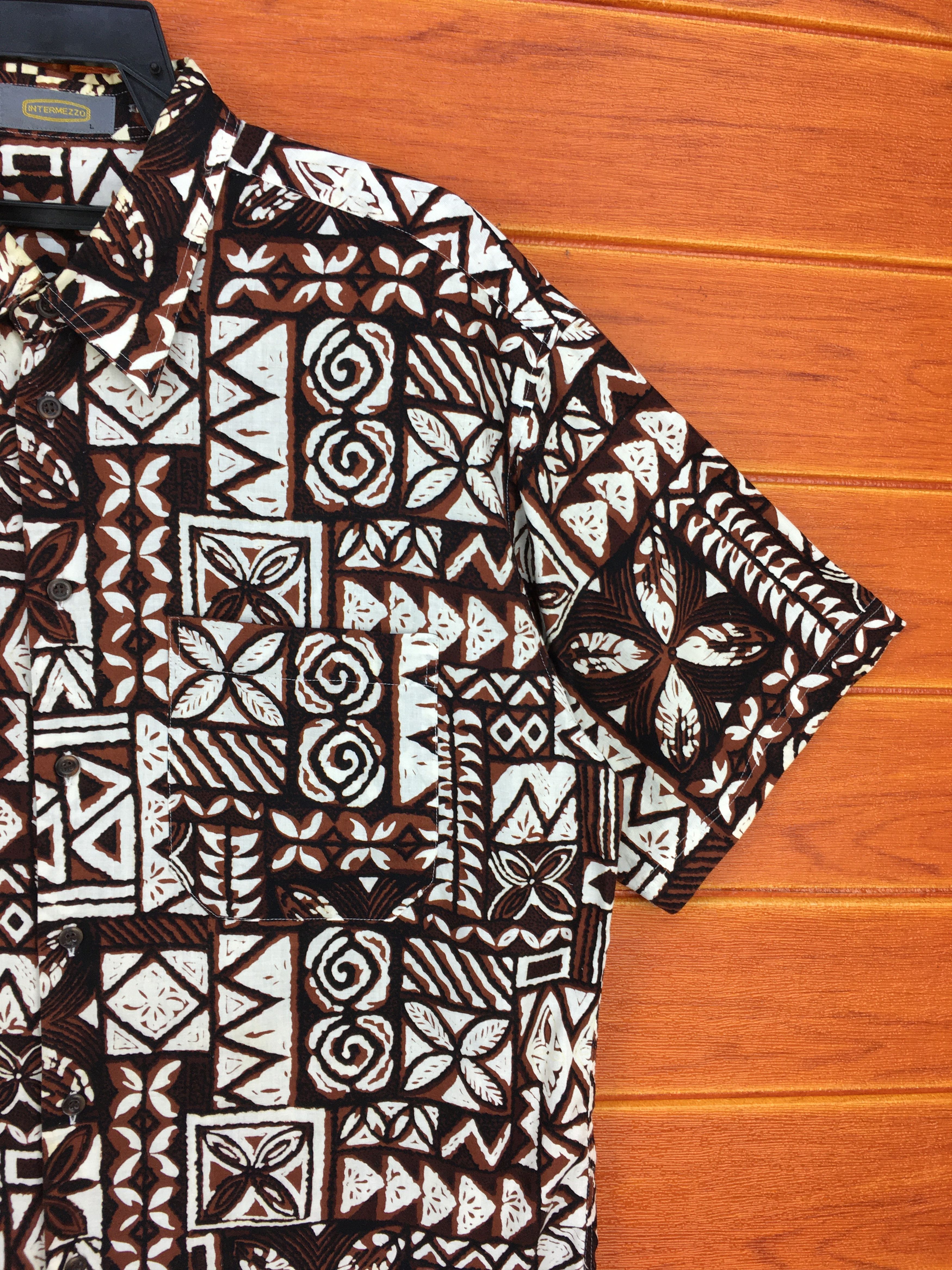 Vintage Japanese Hawaiian INTERMEZZO Geometry Flowers Shirt Size US L / EU 52-54 / 3 - 5 Thumbnail