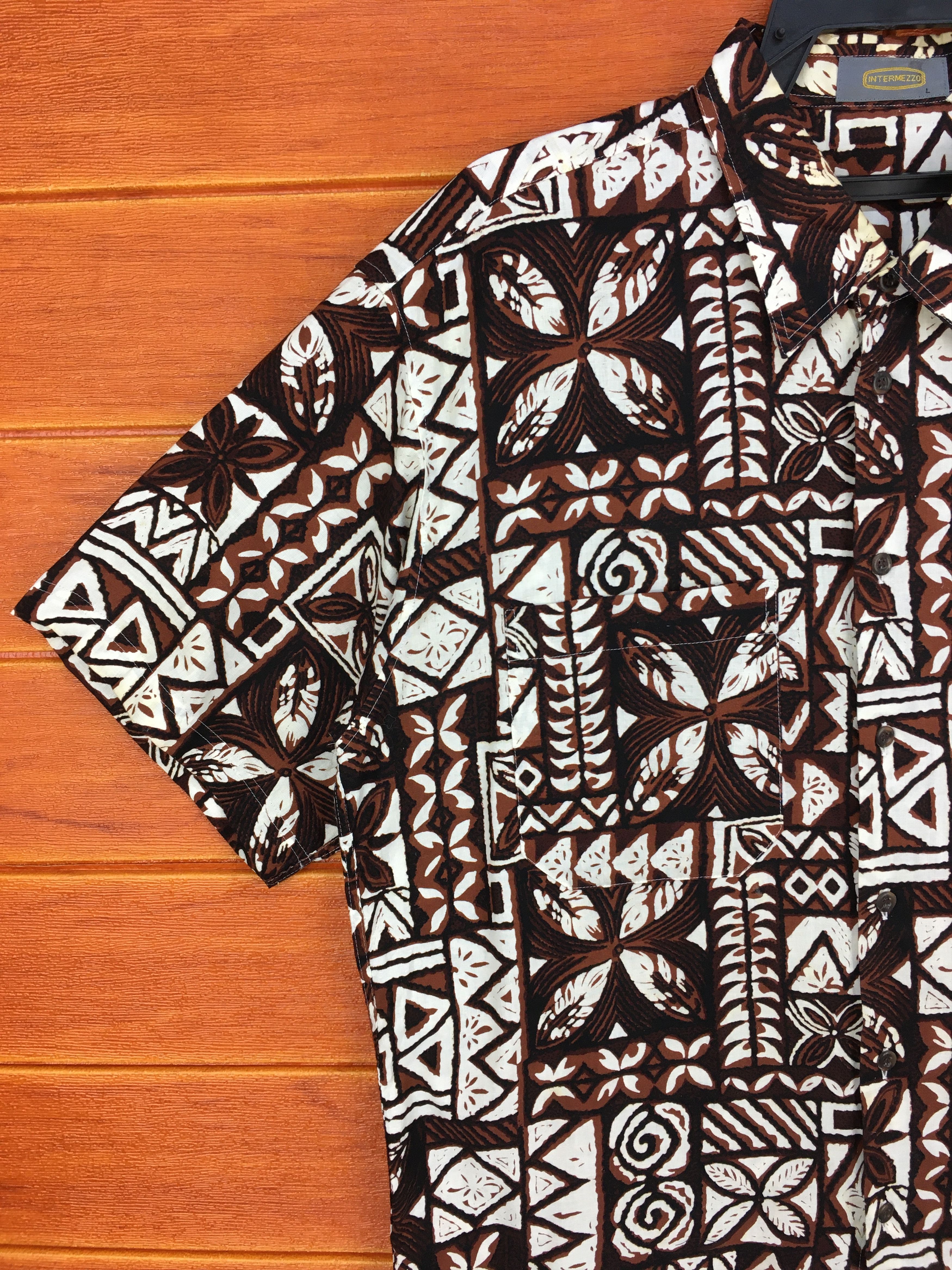 Vintage Japanese Hawaiian INTERMEZZO Geometry Flowers Shirt Size US L / EU 52-54 / 3 - 2 Thumbnail