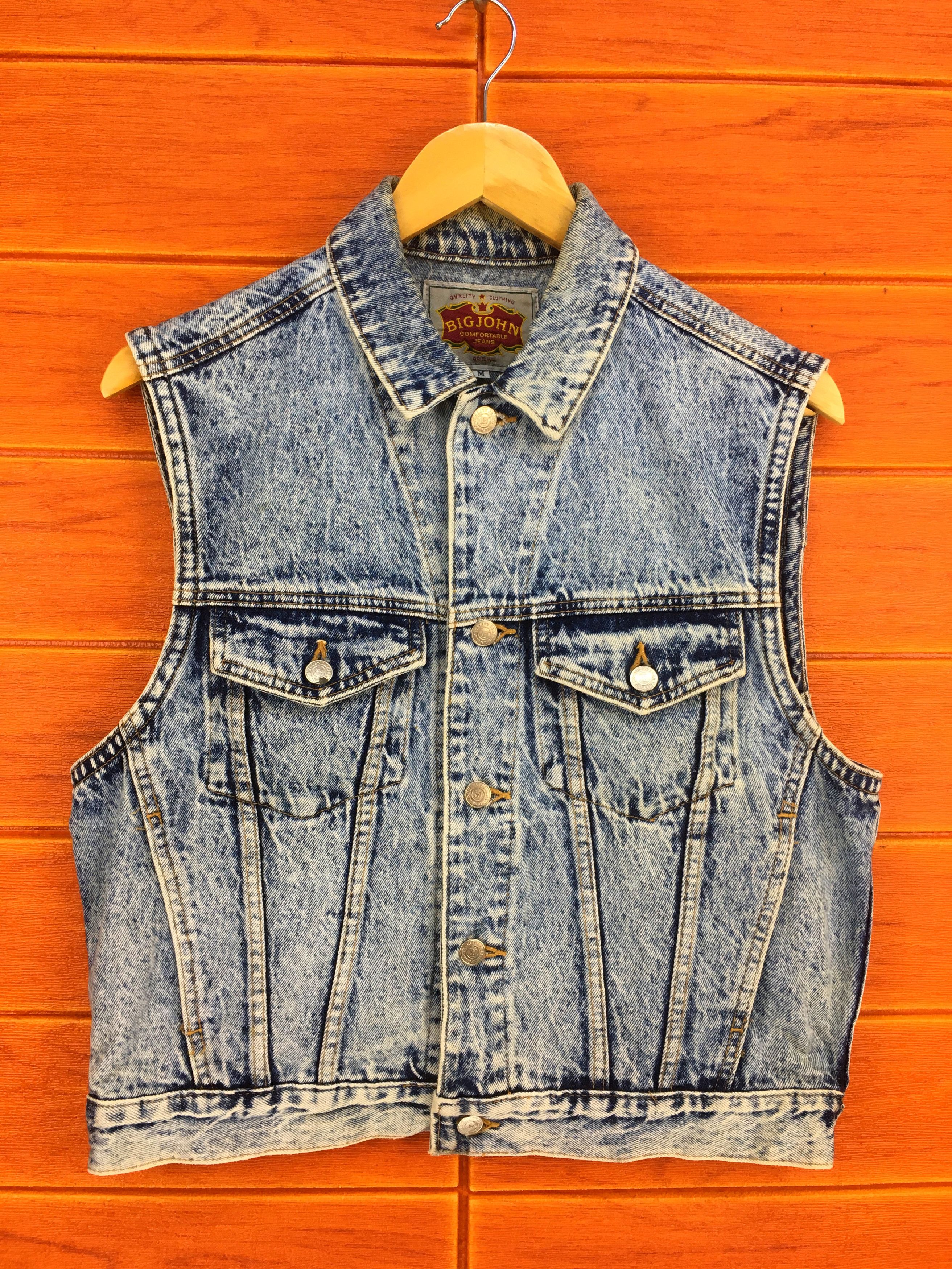 Big John Vintage BIG JOHN Acid Wash Denim Jeans Vest Size US M / EU 48-50 / 2 - 1 Thumbnail