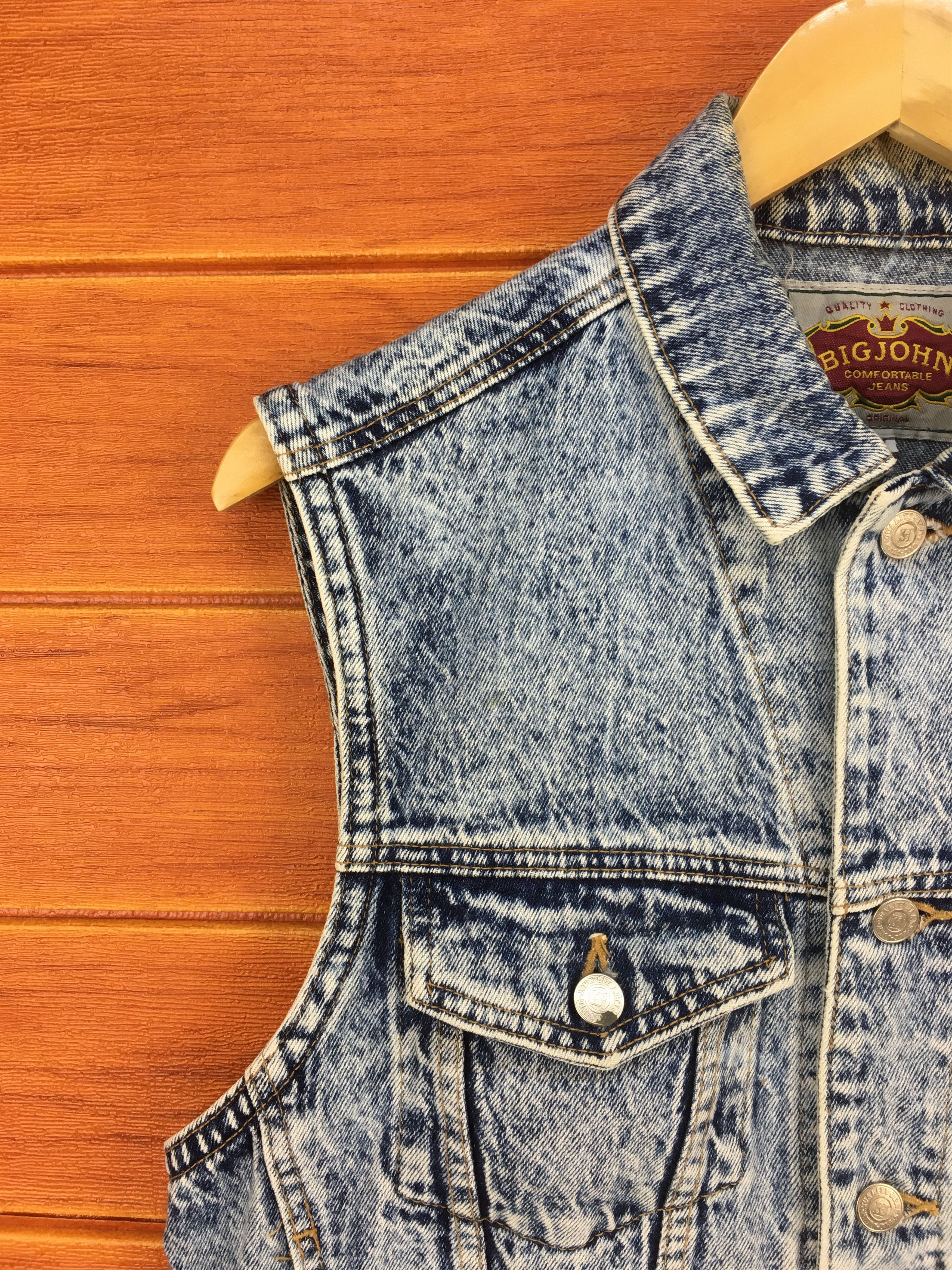 Big John Vintage BIG JOHN Acid Wash Denim Jeans Vest Size US M / EU 48-50 / 2 - 2 Thumbnail
