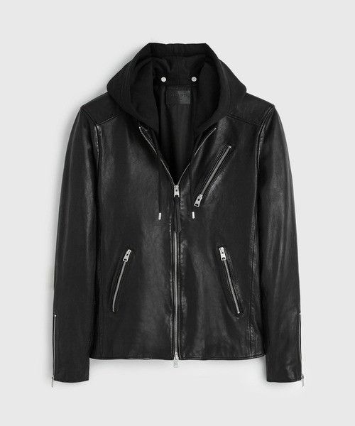 Fate Faux Leather Jacket with Knit Hoodie