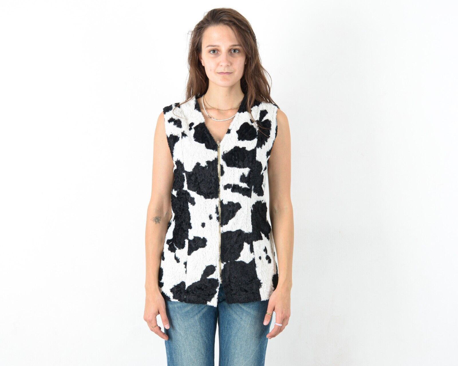 Other × Vintage Women Tee Cardigan Sleeveless Vest Cow Print Western Funky Size S / US 4 / IT 40 - 1 Thumbnail
