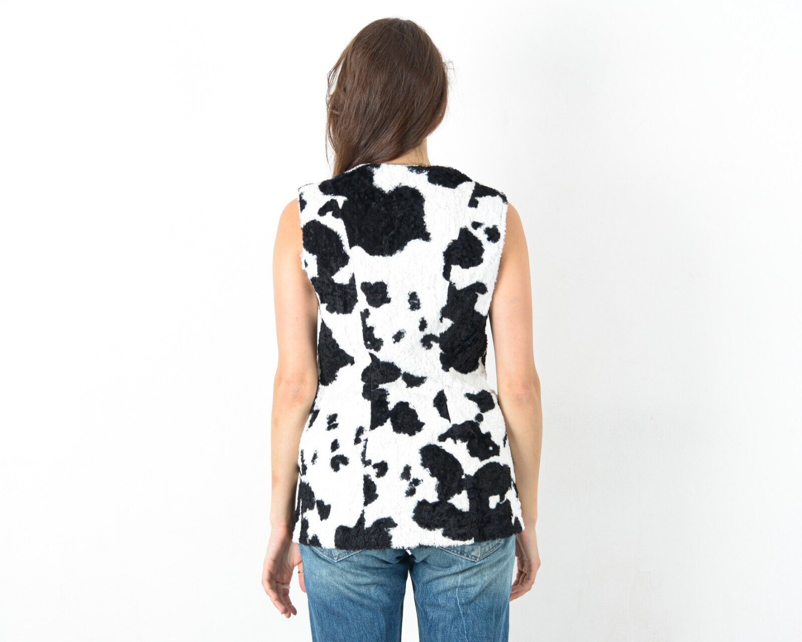 Other × Vintage Women Tee Cardigan Sleeveless Vest Cow Print Western Funky Size S / US 4 / IT 40 - 5 Thumbnail